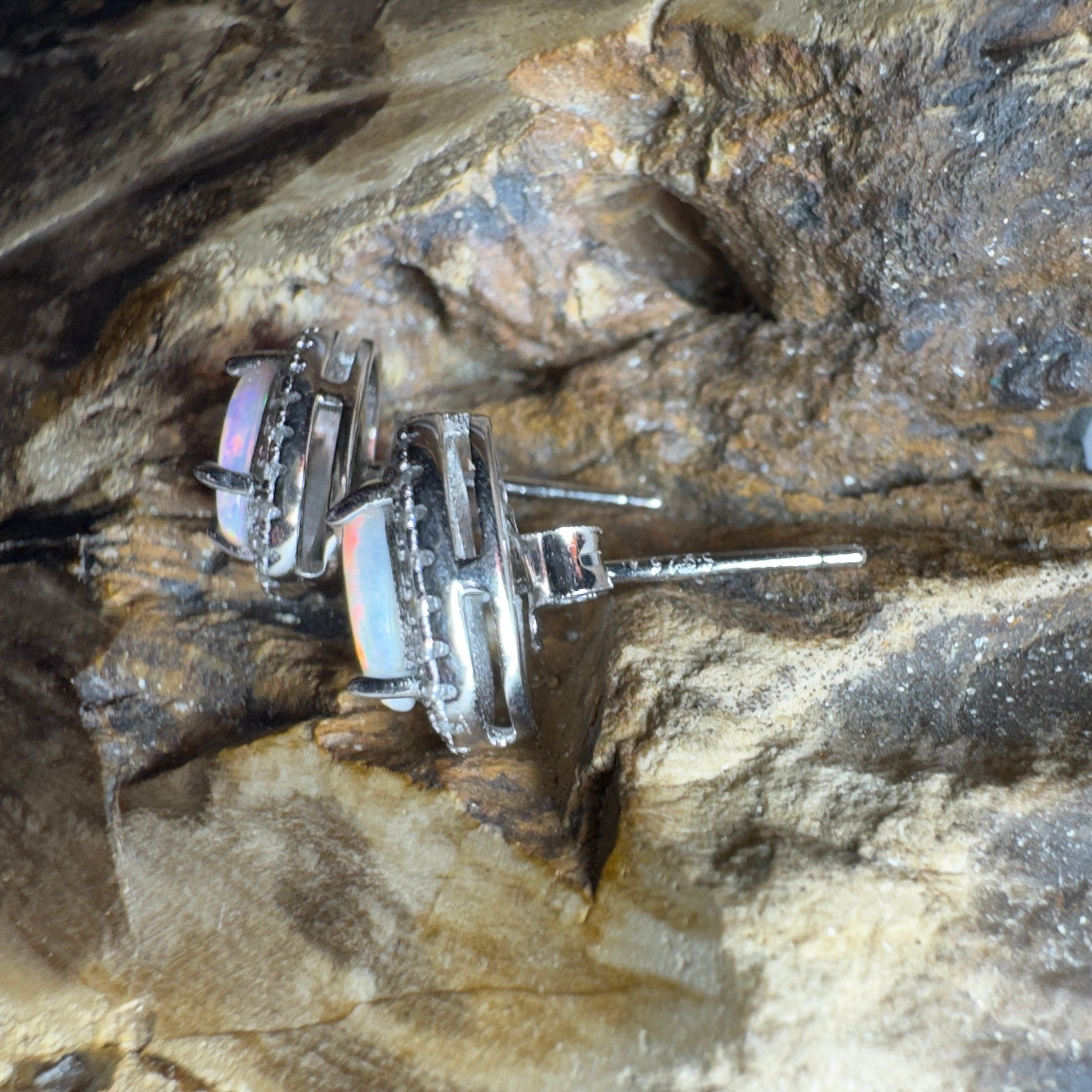 Bell Gorge Glimmer ~ 1.4ct Coober Pedy Opal Sterling Silver Earrings
