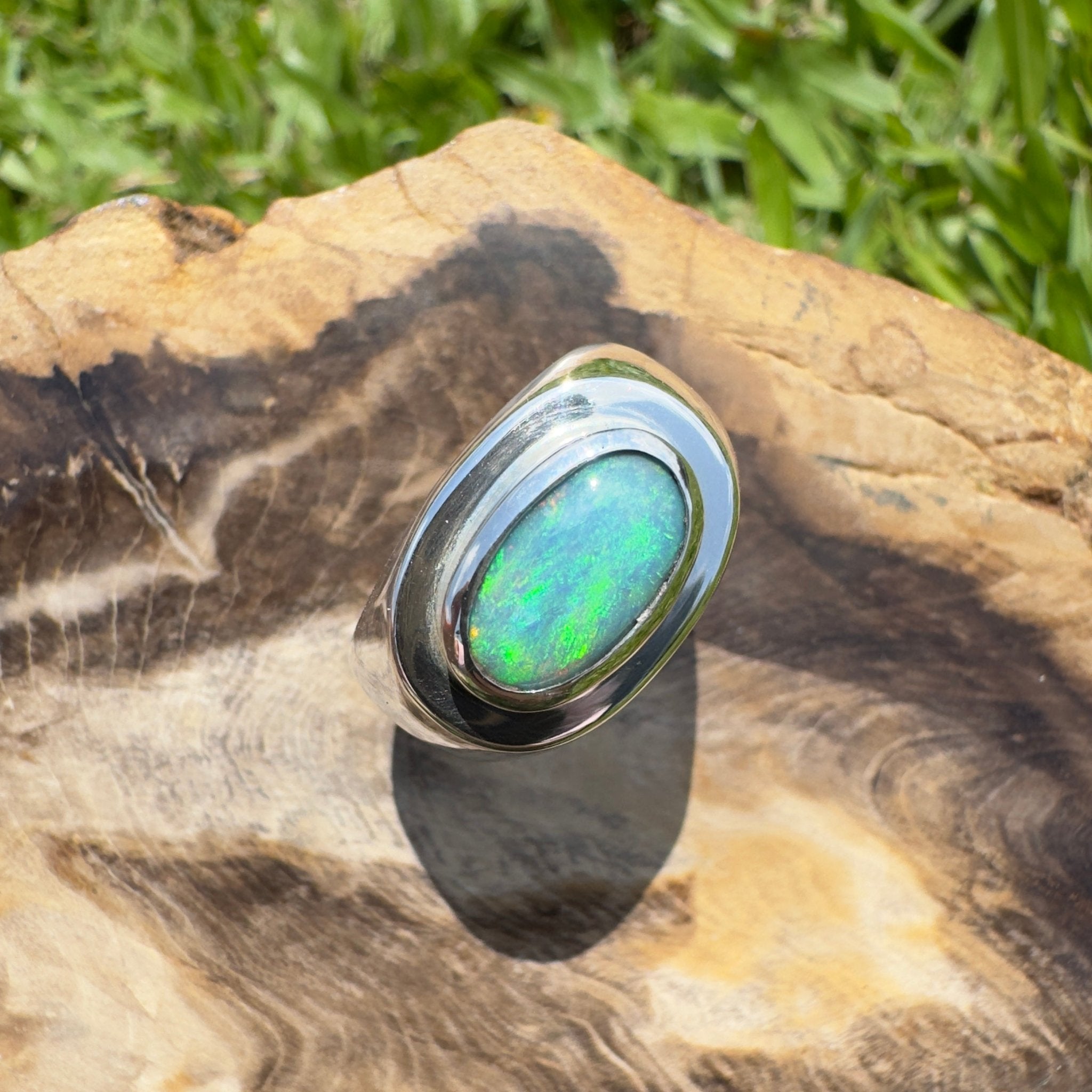 Bells Beach Blues ~ 1.9ct Solid Lightning Ridge Black Opal 925 Silver Ring