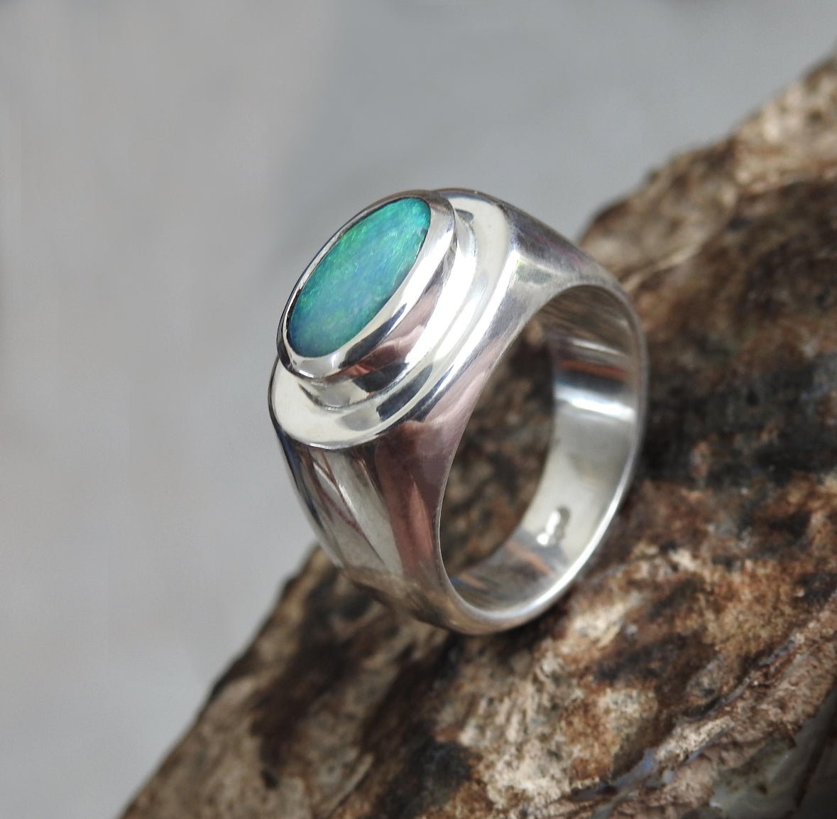 Bells Beach Blues ~ 1.9ct Solid Lightning Ridge Black Opal 925 Silver Ring