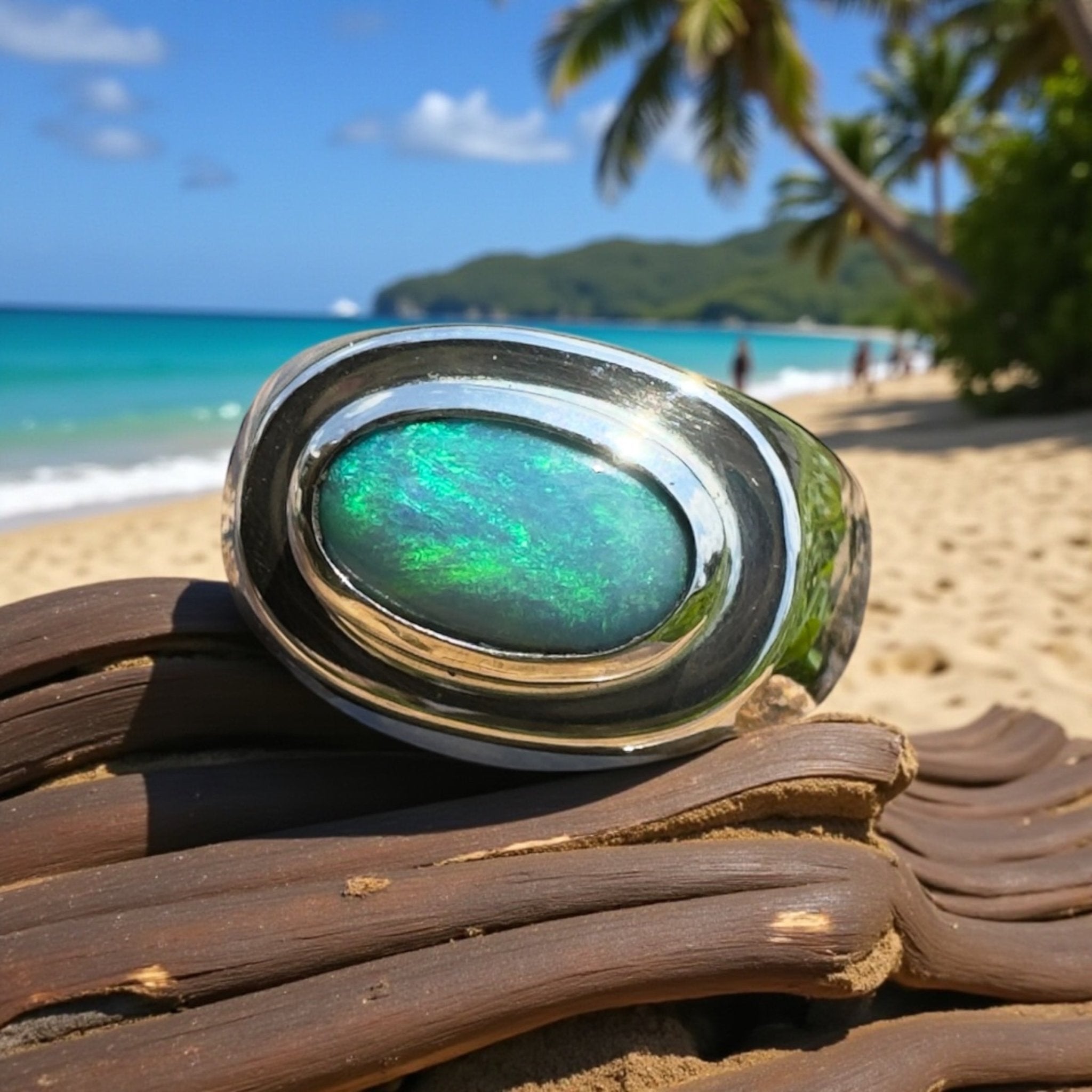 Bells Beach Blues ~ 1.9ct Solid Lightning Ridge Black Opal 925 Silver Ring