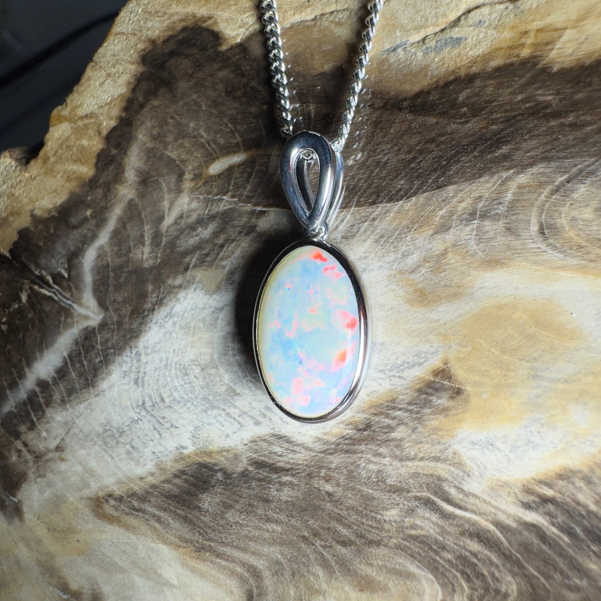 Binalong Light ~3.75ct Coober Pedy Opal 925 Silver Pendant