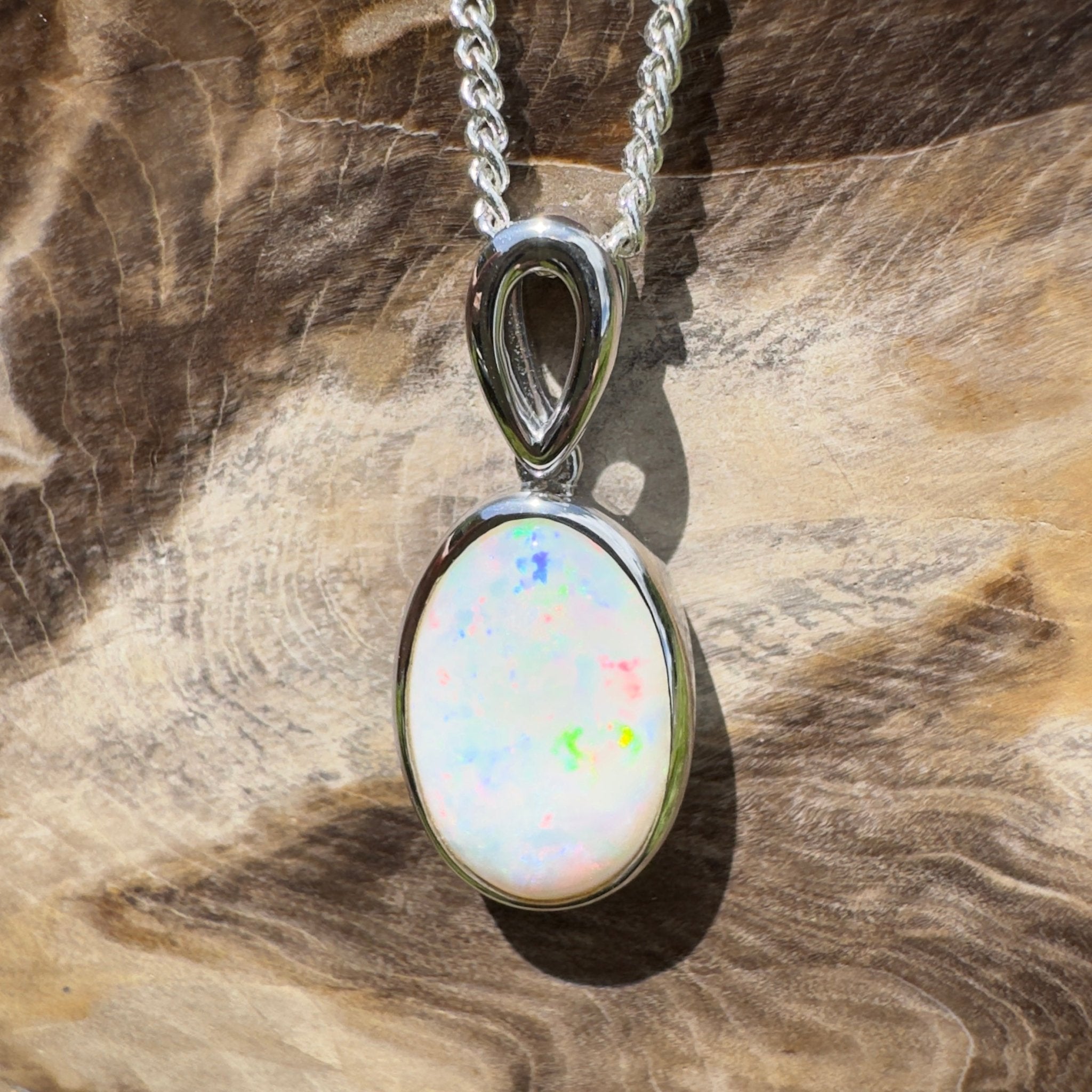 Binalong Light ~3.75ct Coober Pedy Opal 925 Silver Pendant