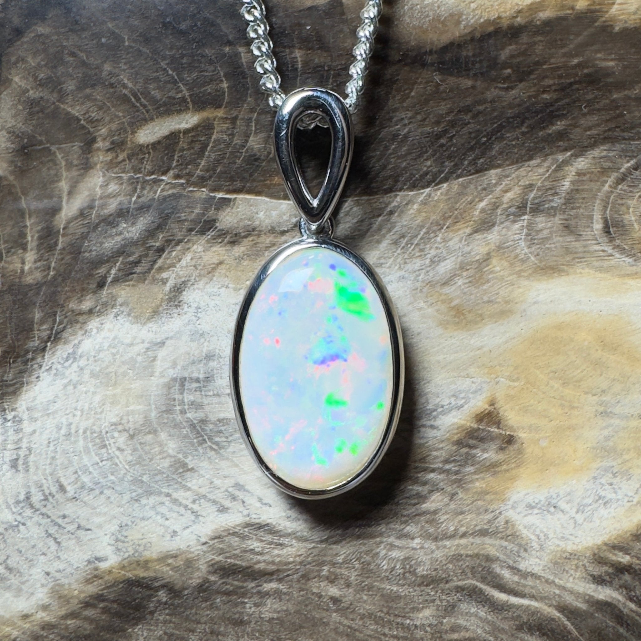 Binalong Light ~3.75ct Coober Pedy Opal 925 Silver Pendant