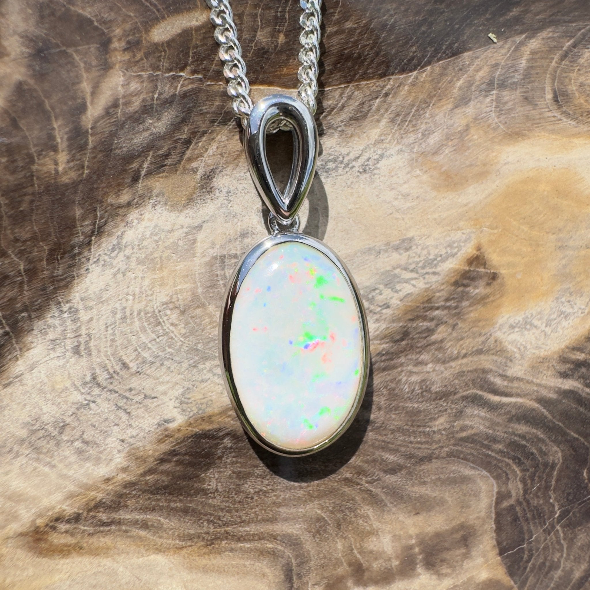 Binalong Light ~3.75ct Coober Pedy Opal 925 Silver Pendant