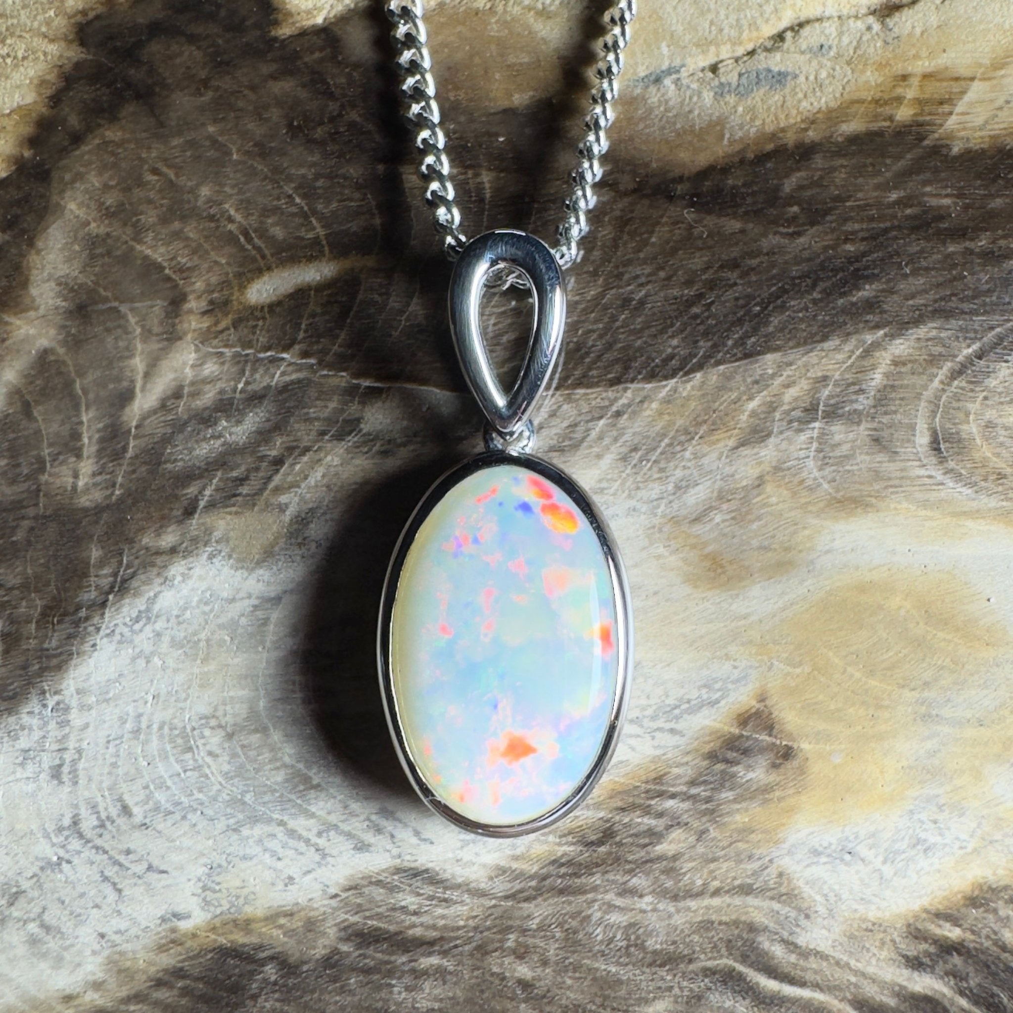 Binalong Light ~3.75ct Coober Pedy Opal 925 Silver Pendant
