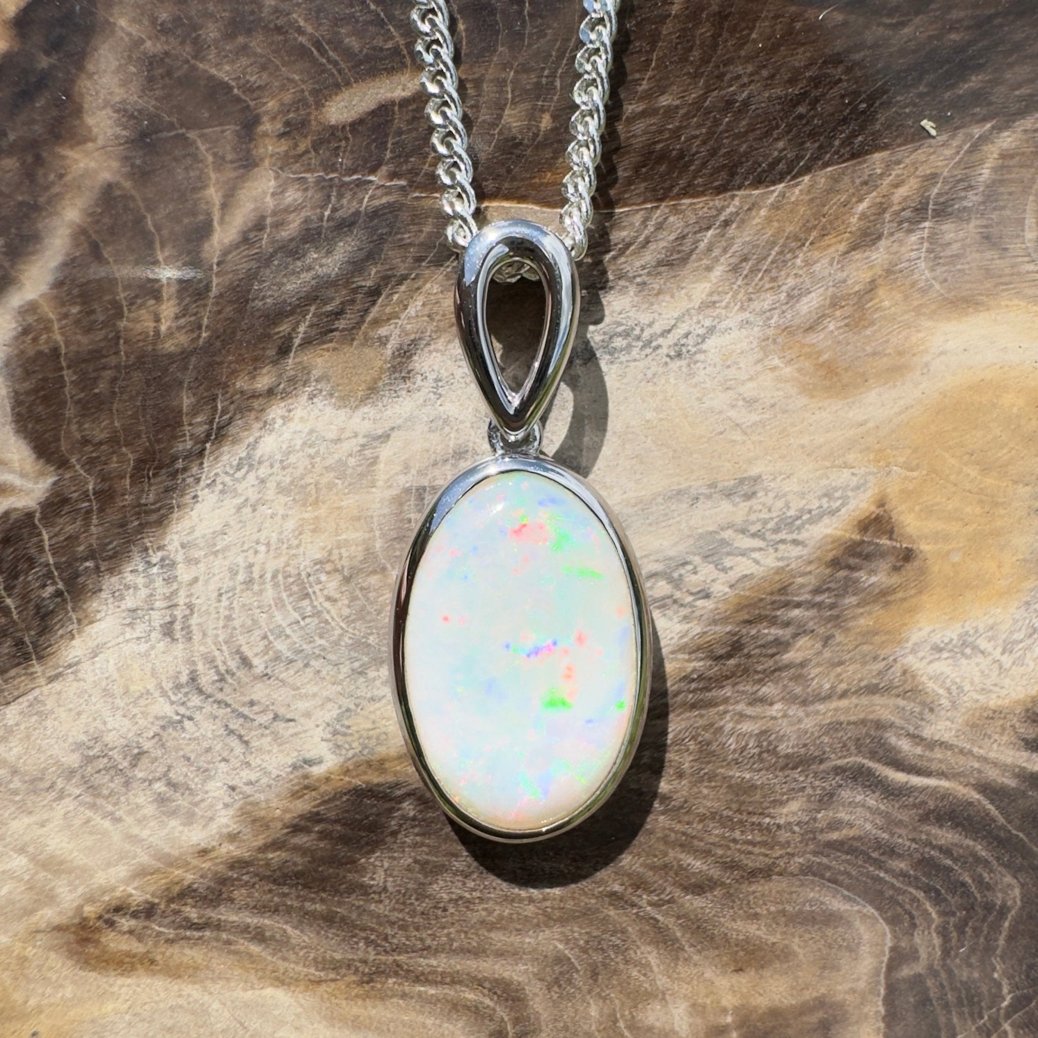 Binalong Light ~3.75ct Coober Pedy Opal 925 Silver Pendant