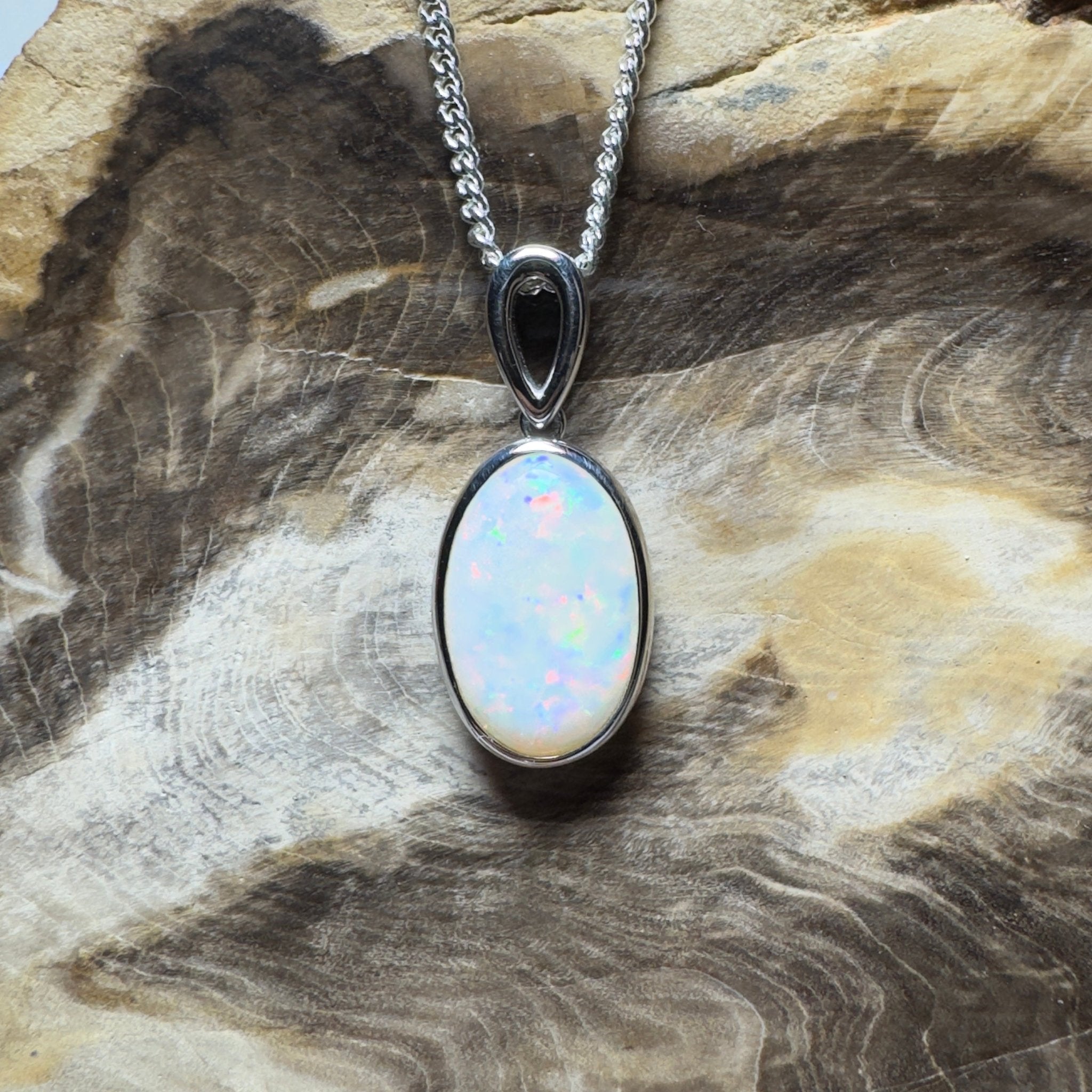 Binalong Light ~3.75ct Coober Pedy Opal 925 Silver Pendant
