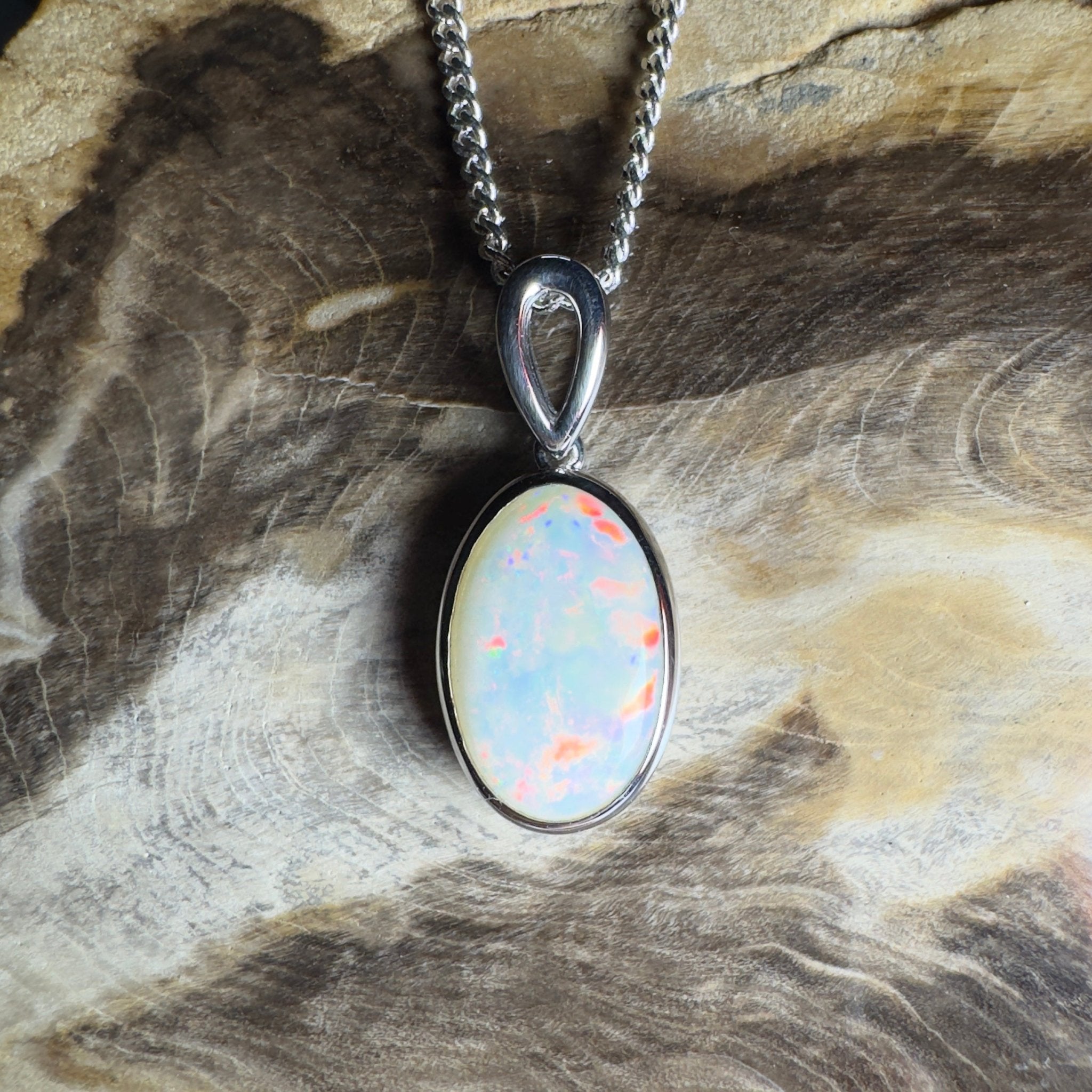 Binalong Light ~3.75ct Coober Pedy Opal 925 Silver Pendant