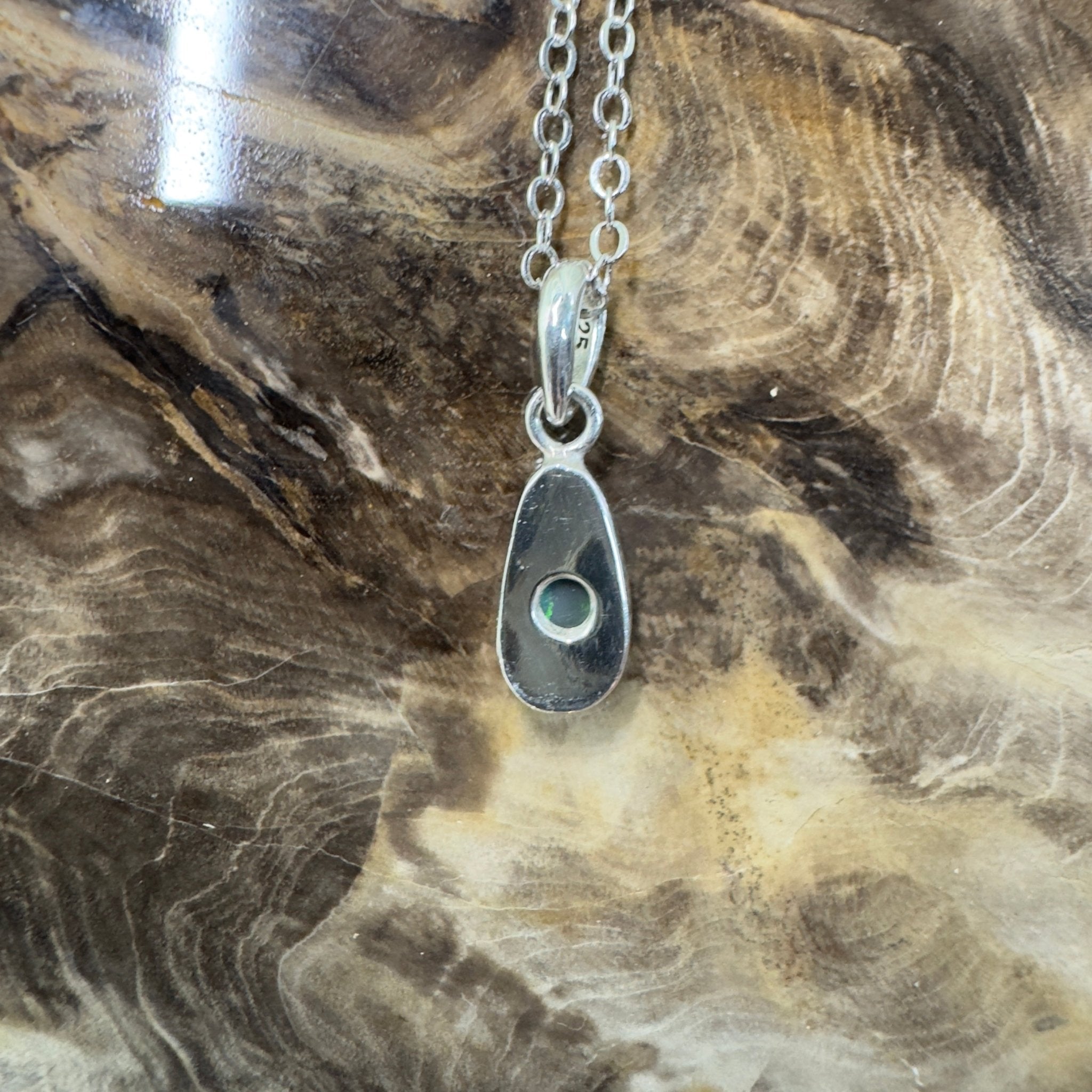 Blue Bay ~ 0.8ct Lightning Ridge Opal 925 Silver Pendant