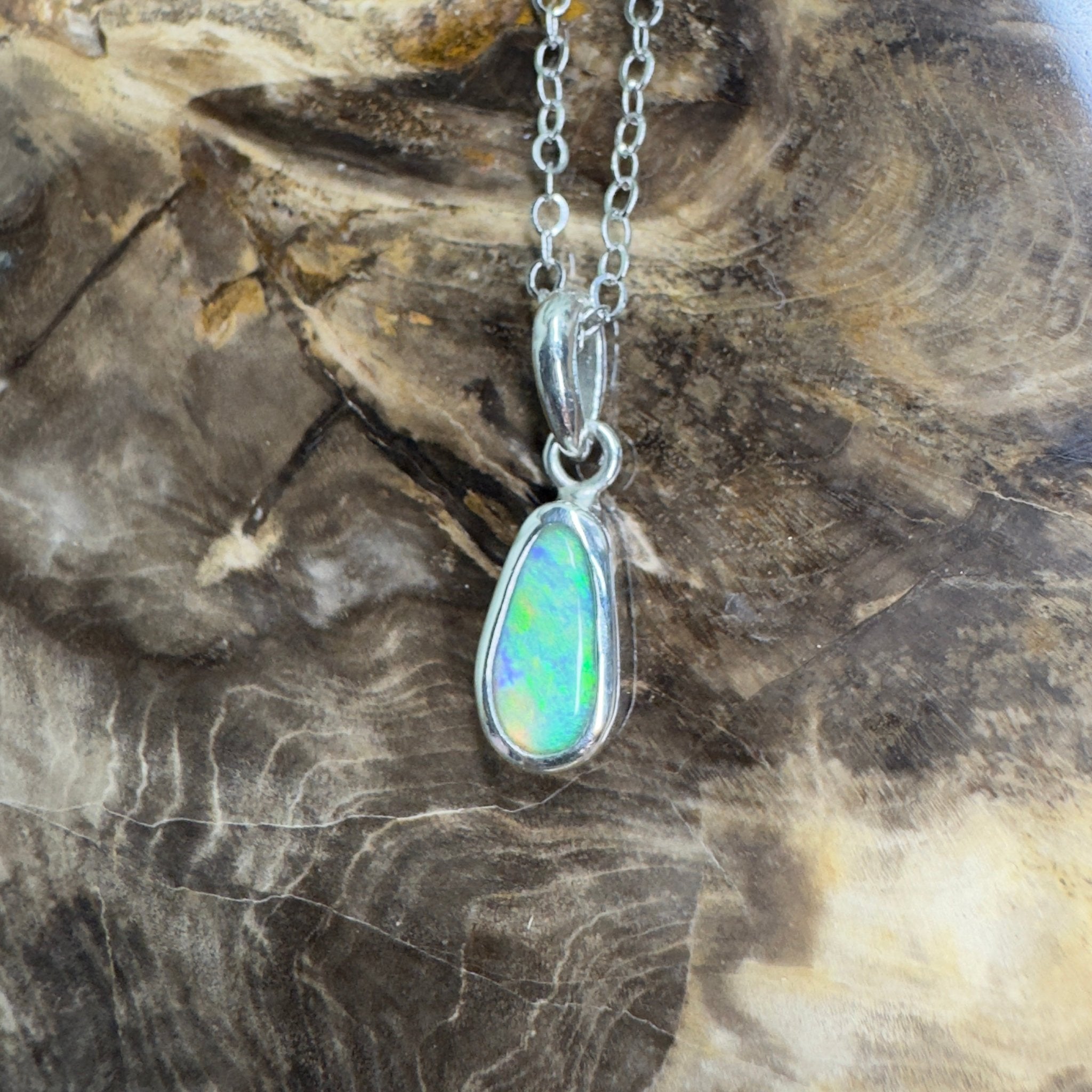 Blue Bay ~ 0.8ct Lightning Ridge Opal 925 Silver Pendant