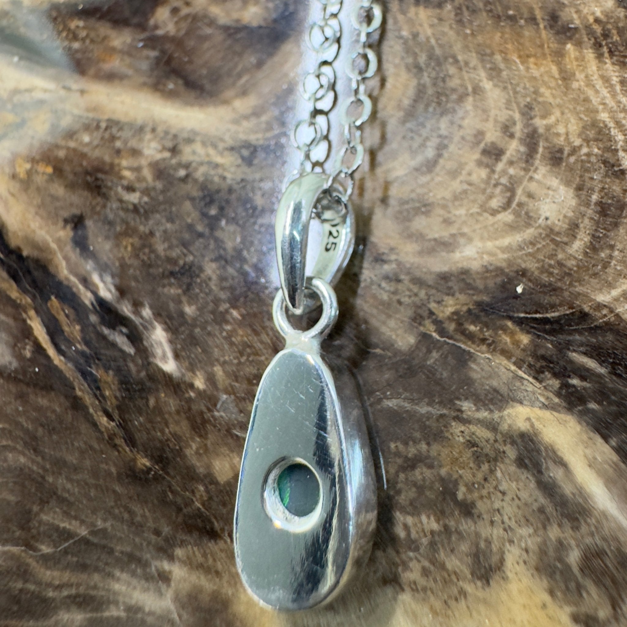 Blue Bay ~ 0.8ct Lightning Ridge Opal 925 Silver Pendant