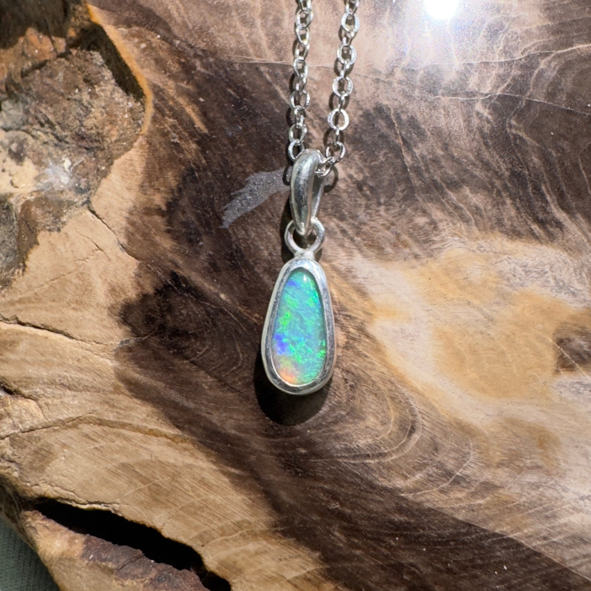 Blue Bay ~ 0.8ct Lightning Ridge Opal 925 Silver Pendant