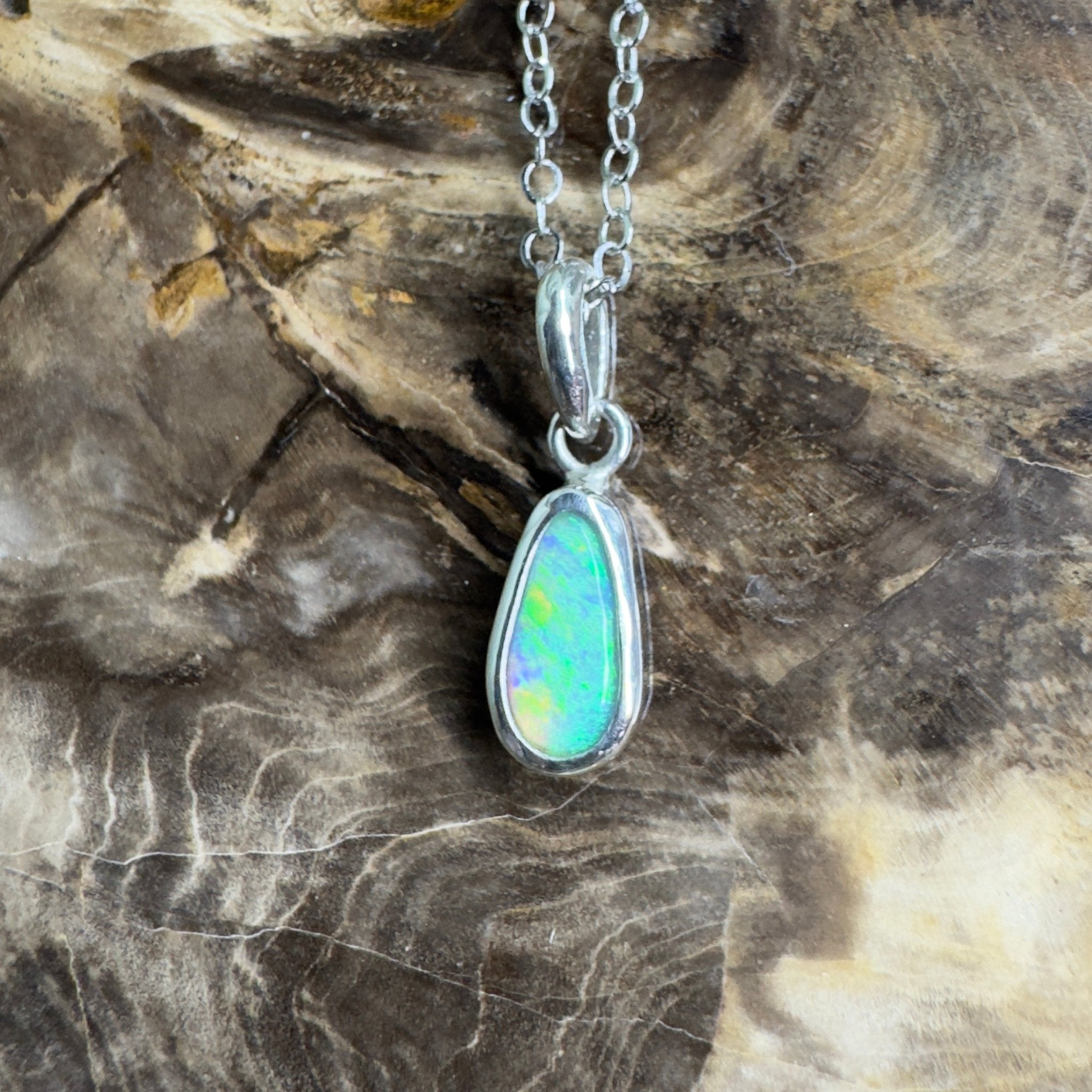 Blue Bay ~ 0.8ct Lightning Ridge Opal 925 Silver Pendant