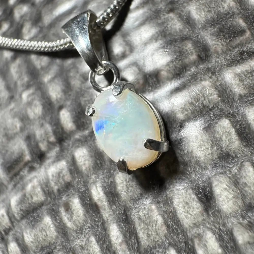 'Blue Gum Radiance' ~ Handcrafted 0.6ct Solid Coober Pedy Opal 925 Sterling Silver Pendant Necklace