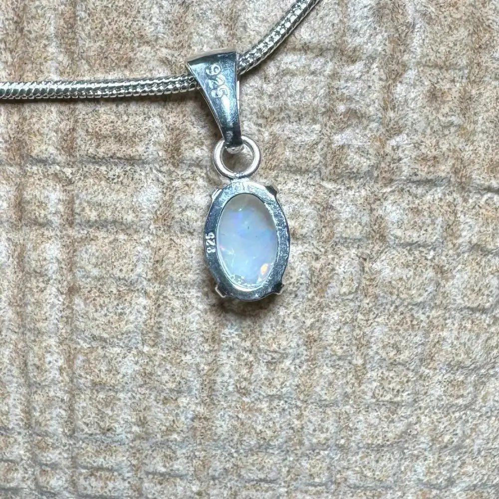 'Blue Gum Radiance' ~ Handcrafted 0.6ct Solid Coober Pedy Opal 925 Sterling Silver Pendant Necklace