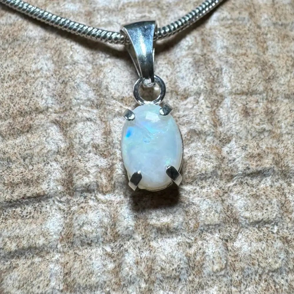 'Blue Gum Radiance' ~ Handcrafted 0.6ct Solid Coober Pedy Opal 925 Sterling Silver Pendant Necklace