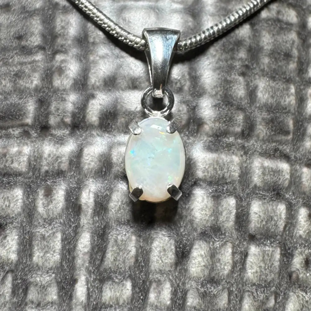 'Blue Gum Radiance' ~ Handcrafted 0.6ct Solid Coober Pedy Opal 925 Sterling Silver Pendant Necklace
