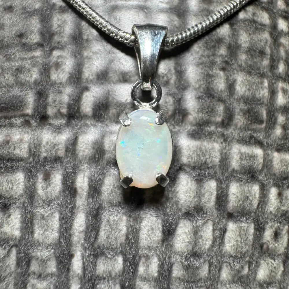 'Blue Gum Radiance' ~ Handcrafted 0.6ct Solid Coober Pedy Opal 925 Sterling Silver Pendant Necklace