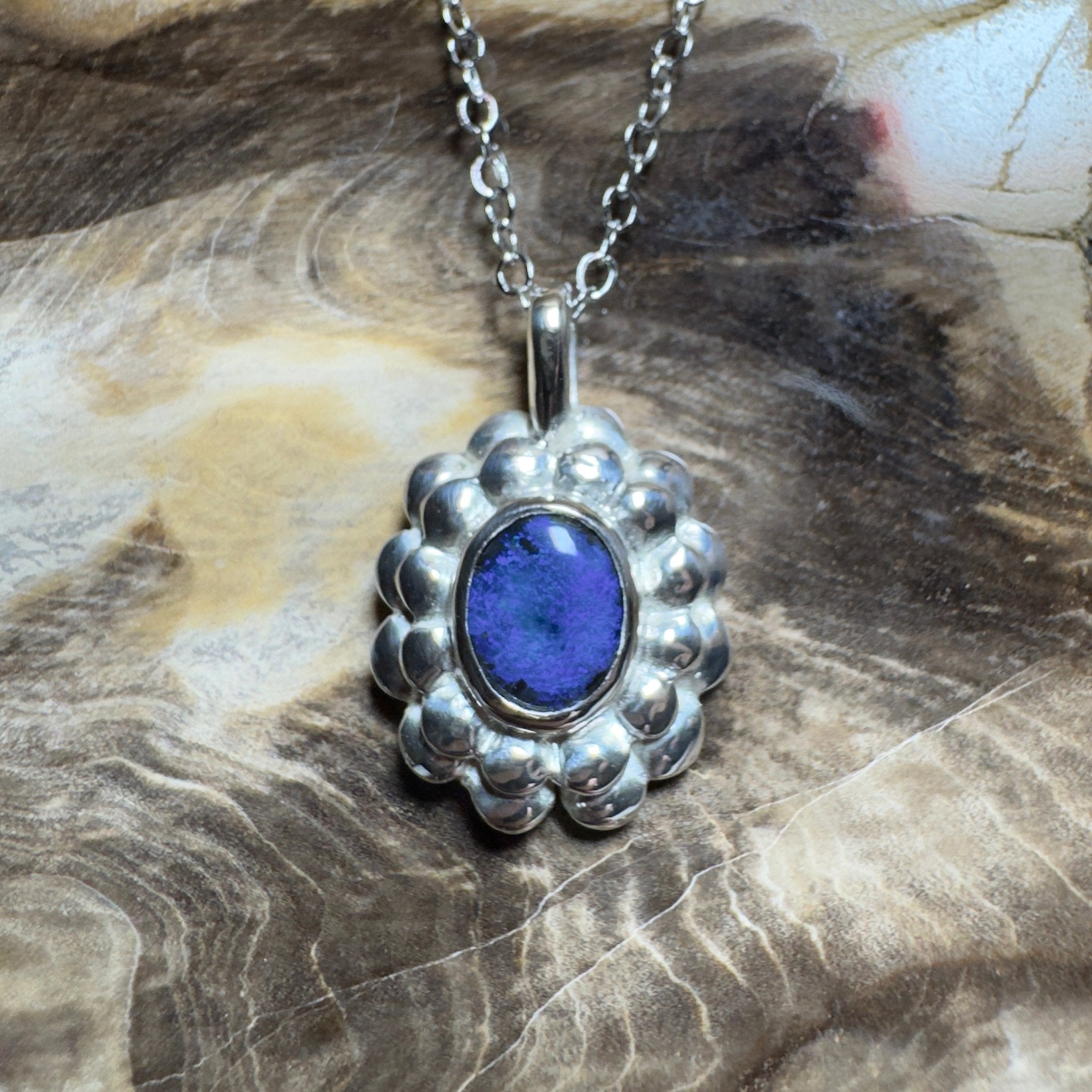 Blue Mountains Star ~ 0.8ct Lightning Ridge Black Opal 925 Silver Pendant