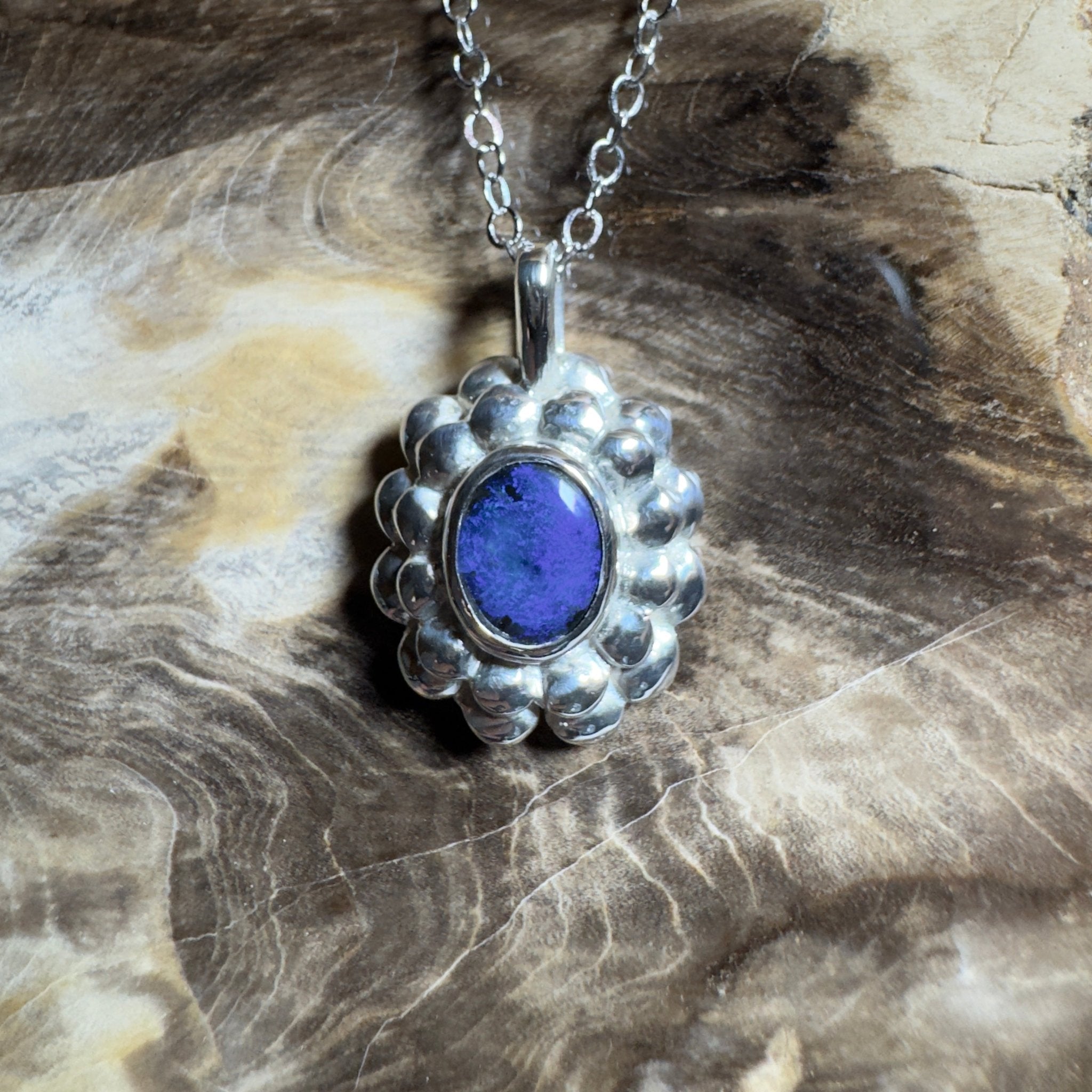 Blue Mountains Star ~ 0.8ct Lightning Ridge Black Opal 925 Silver Pendant