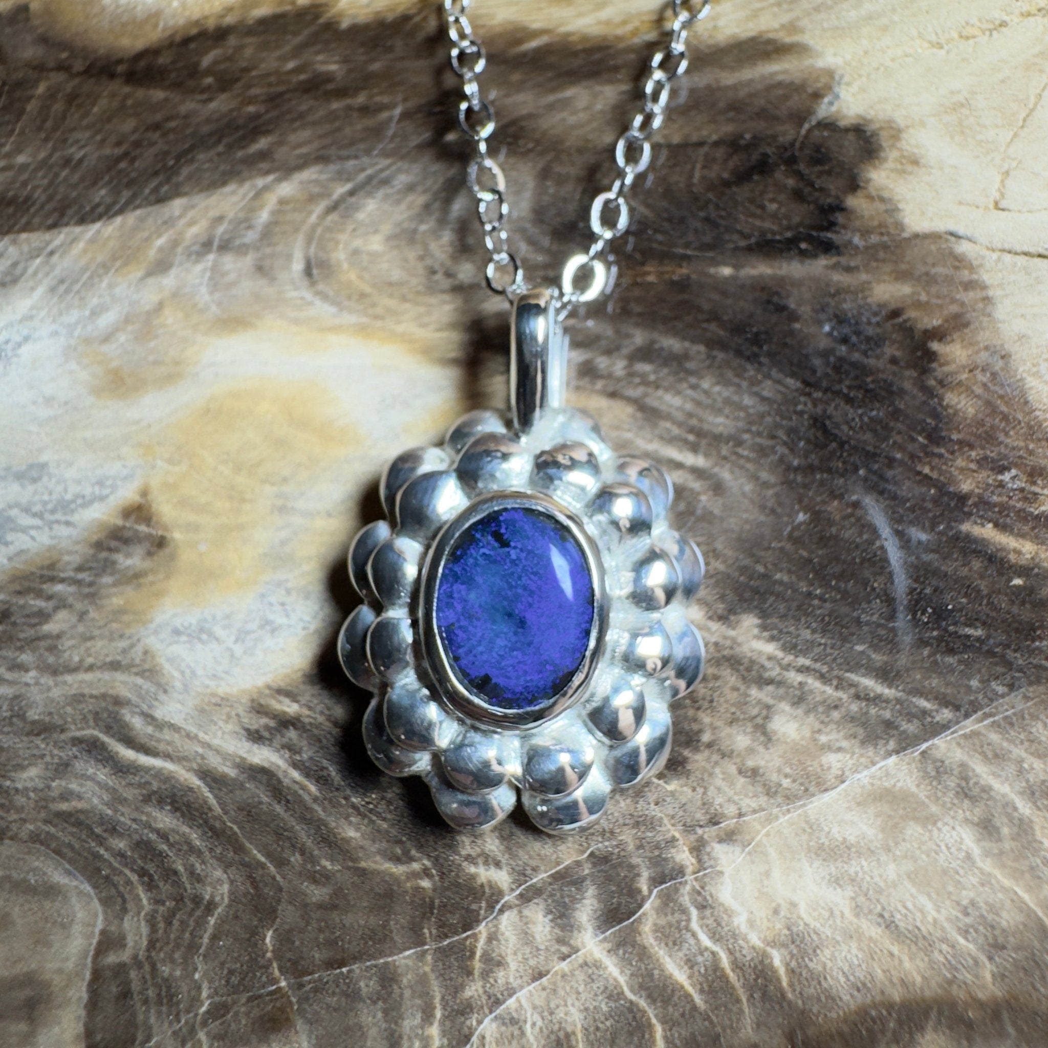 Blue Mountains Star ~ 0.8ct Lightning Ridge Black Opal 925 Silver Pendant