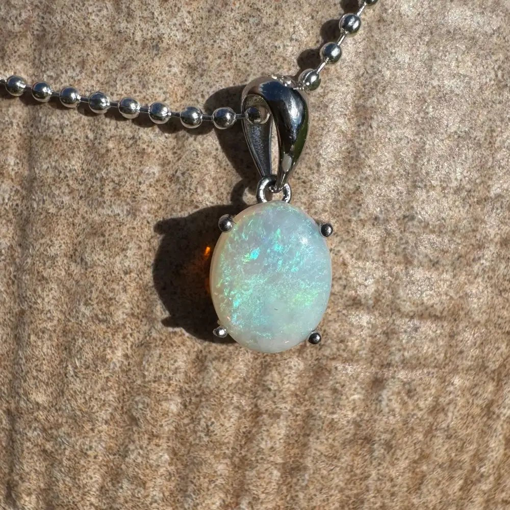‘Blue Sky' ~ Handcrafted 1.4ct Solid Lightning Ridge Opal 925 Sterling Silver Pendant Necklace