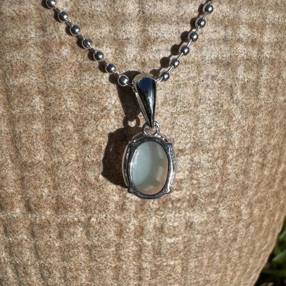‘Blue Sky' ~ Handcrafted 1.4ct Solid Lightning Ridge Opal 925 Sterling Silver Pendant Necklace