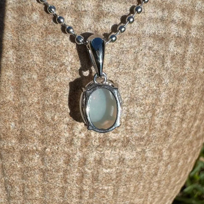 ‘Blue Sky' ~ Handcrafted 1.4ct Solid Lightning Ridge Opal 925 Sterling Silver Pendant Necklace