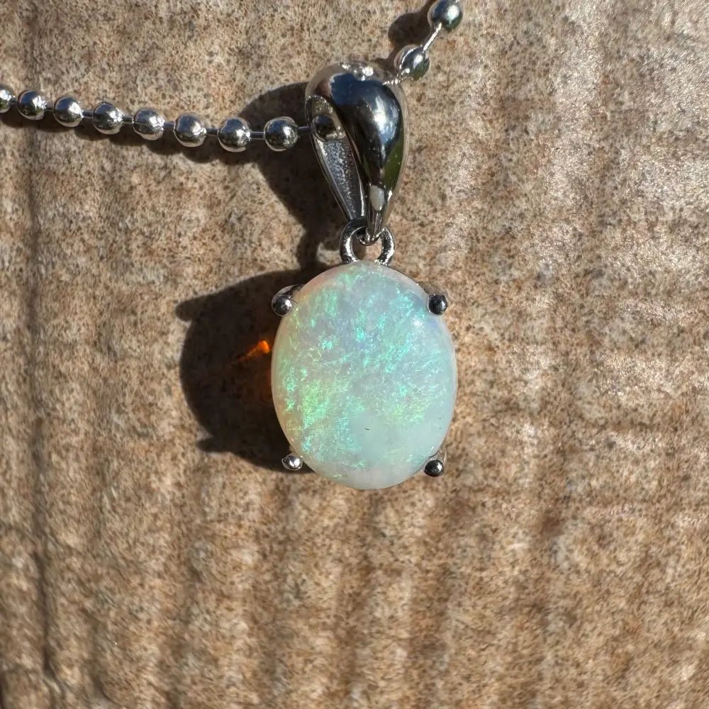 ‘Blue Sky' ~ Handcrafted 1.4ct Solid Lightning Ridge Opal 925 Sterling Silver Pendant Necklace