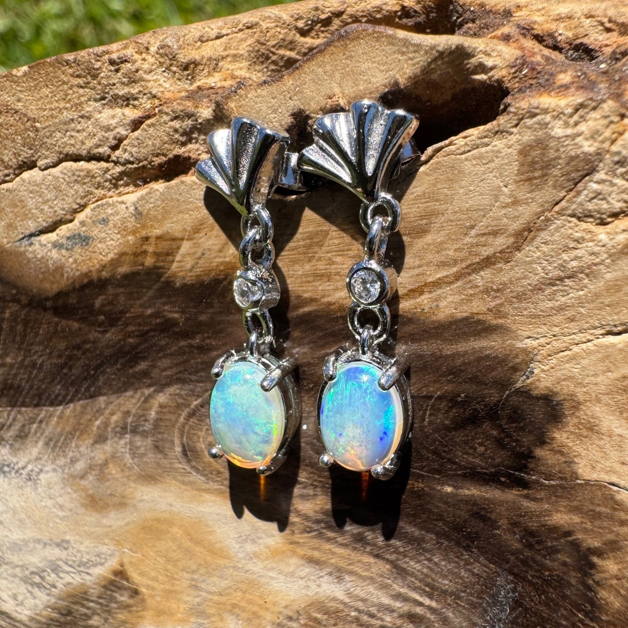 Bluewater Wavebeam - 1.2ct Lightning Ridge Opal 925 Silver Earrings