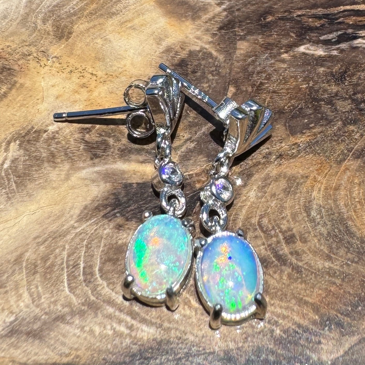Bluewater Wavebeam - 1.2ct Lightning Ridge Opal 925 Silver Earrings