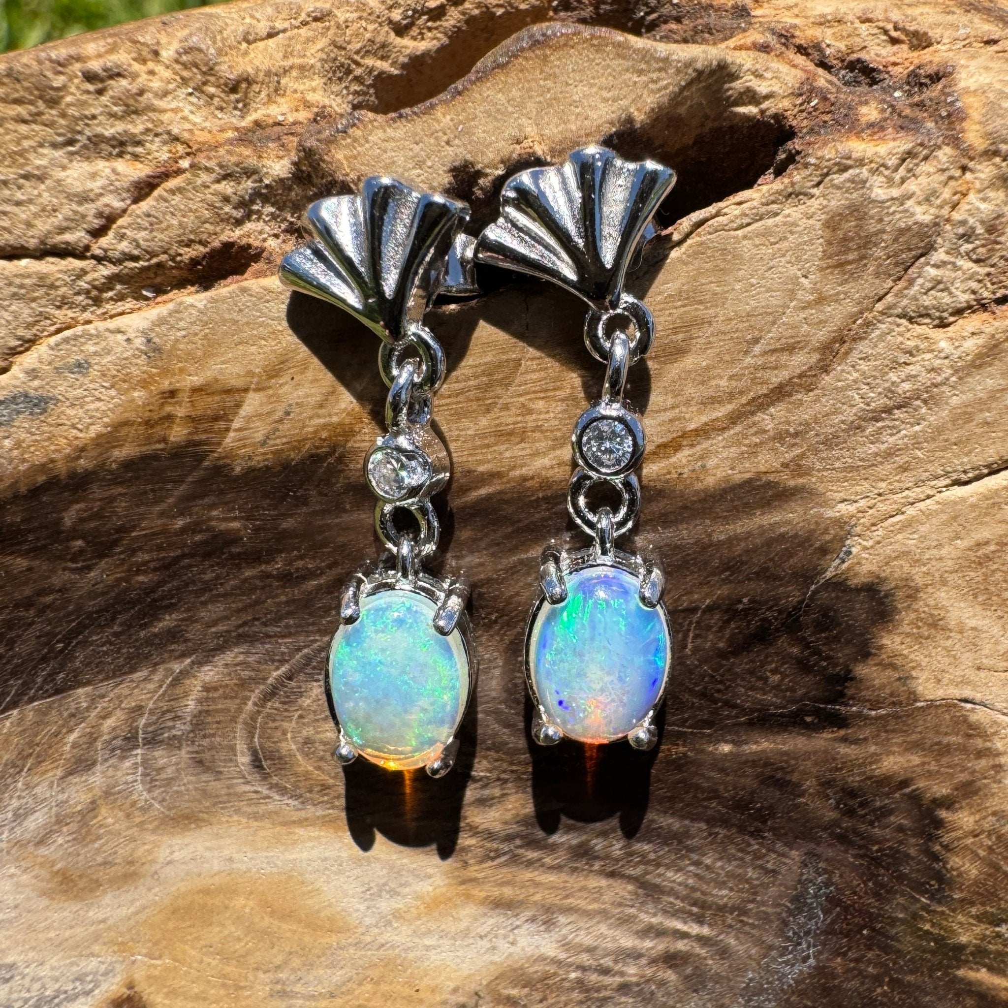 Bluewater Wavebeam - 1.2ct Lightning Ridge Opal 925 Silver Earrings