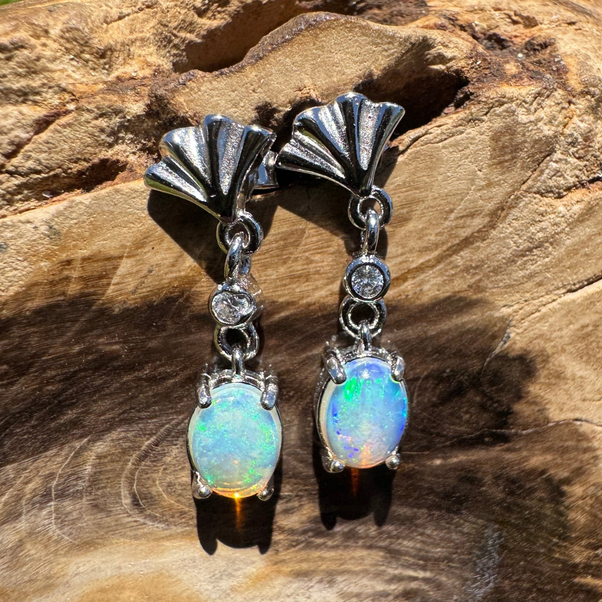 Bluewater Wavebeam - 1.2ct Lightning Ridge Opal 925 Silver Earrings