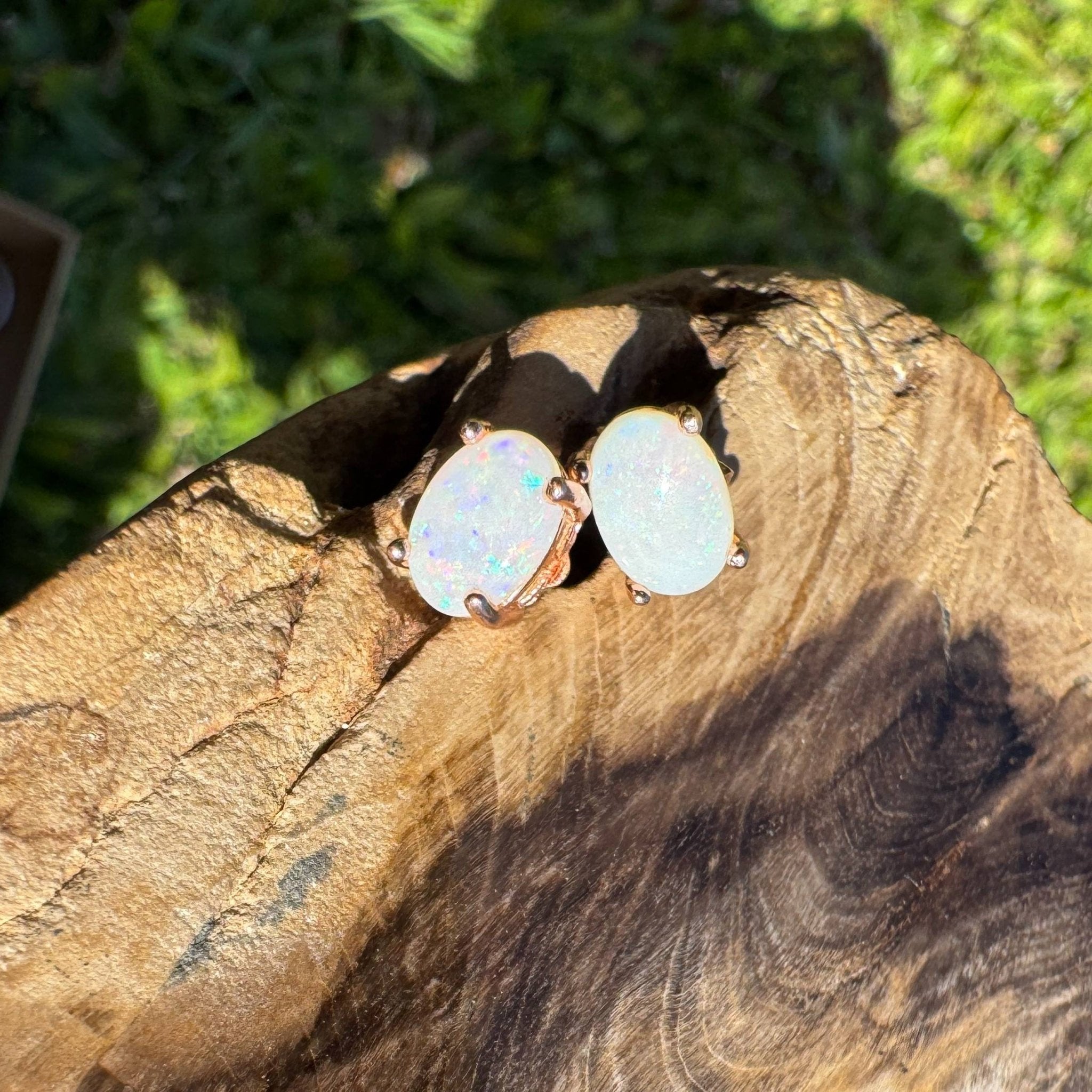 Blush Aurora ~ 1.4ct Coober Pedy Opal Rose Gold Coated Sterling Silver Earrings