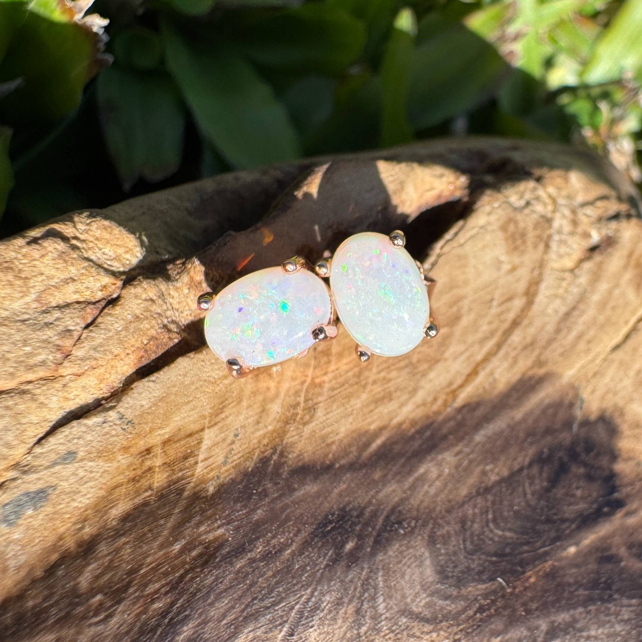 Blush Aurora ~ 1.4ct Coober Pedy Opal Rose Gold Coated Sterling Silver Earrings