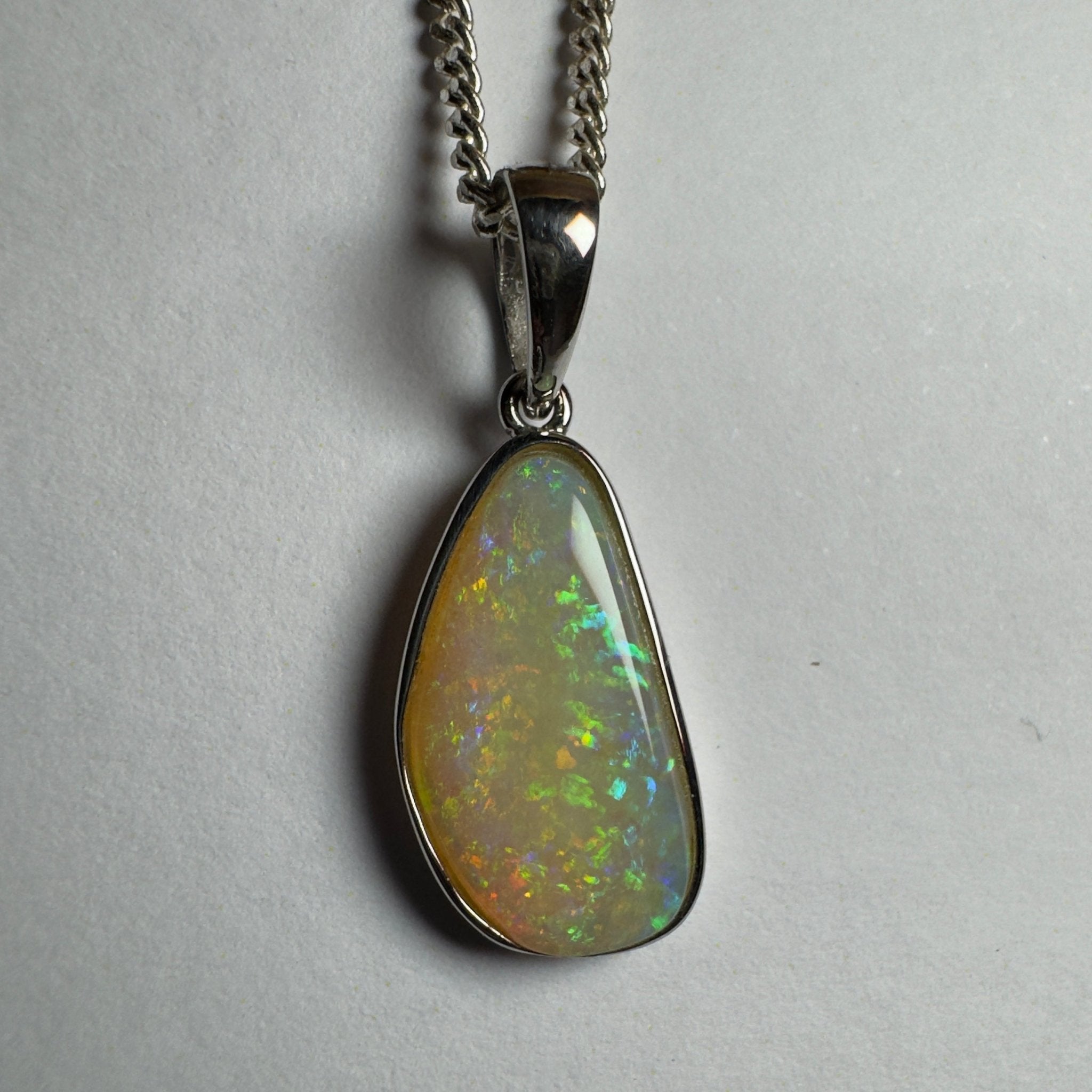 Bondi Beach Brightness ~ 2.1ct Coober Pedy Opal 925 Silver Pendant