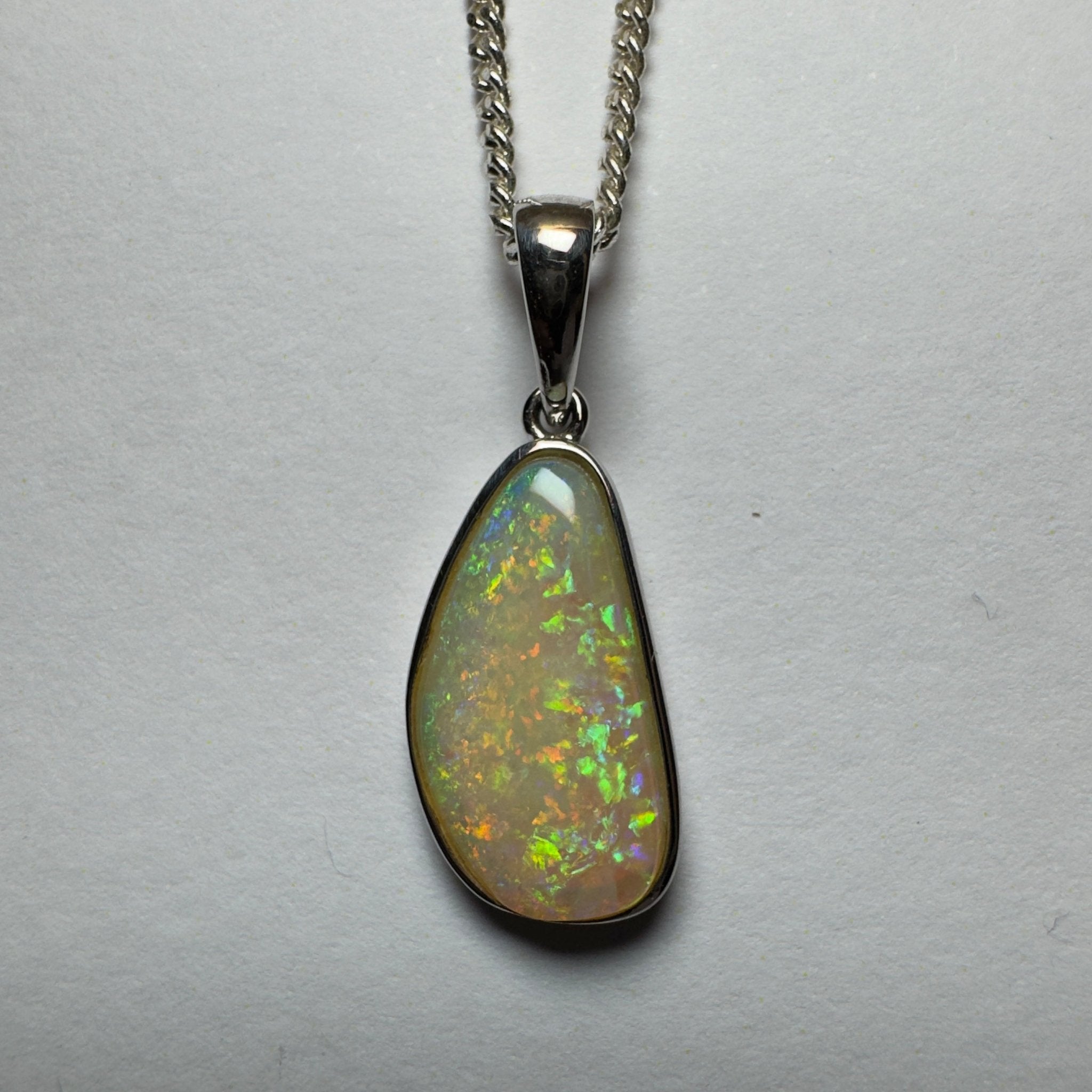 Bondi Beach Brightness ~ 2.1ct Coober Pedy Opal 925 Silver Pendant