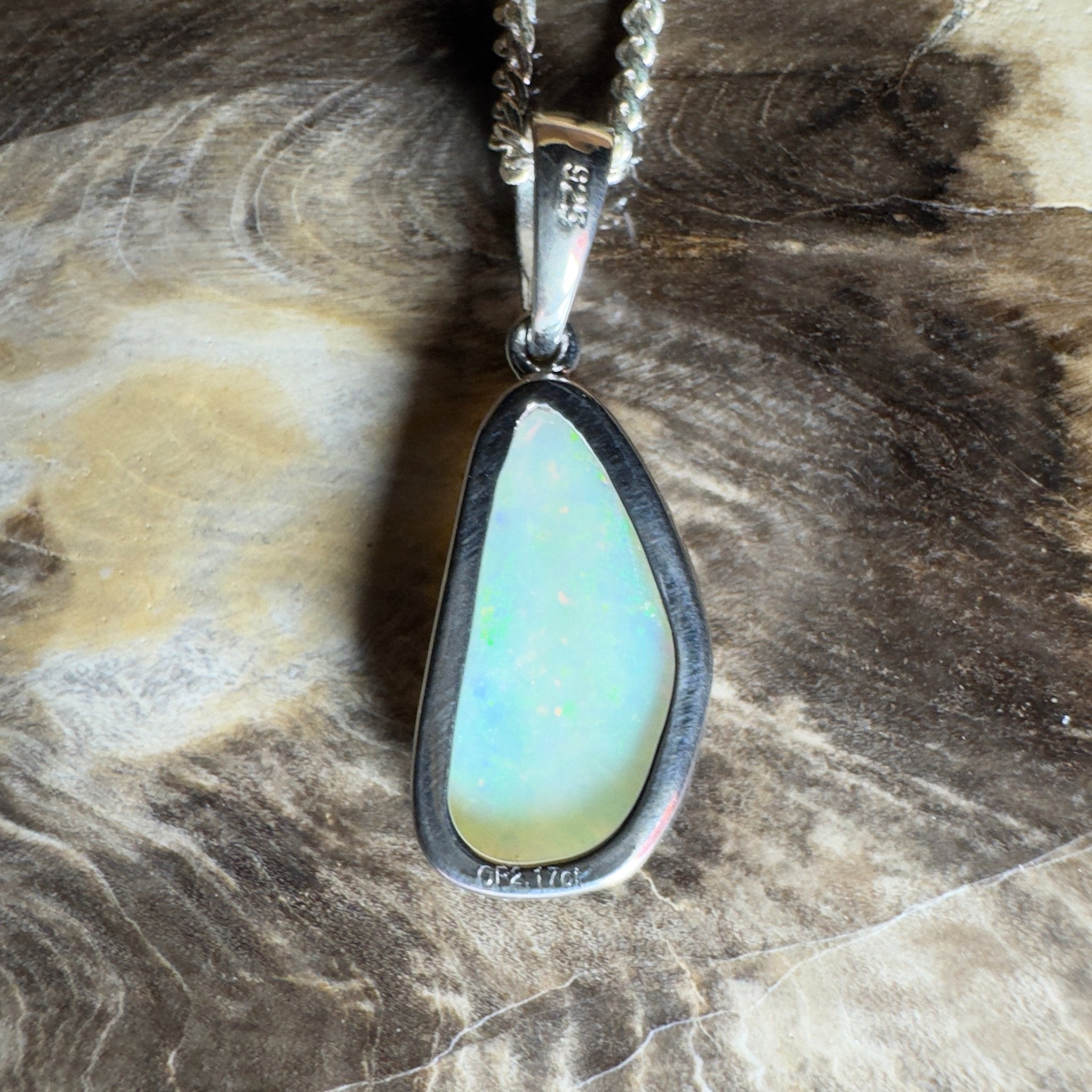 Bondi Beach Brightness ~ 2.1ct Coober Pedy Opal 925 Silver Pendant
