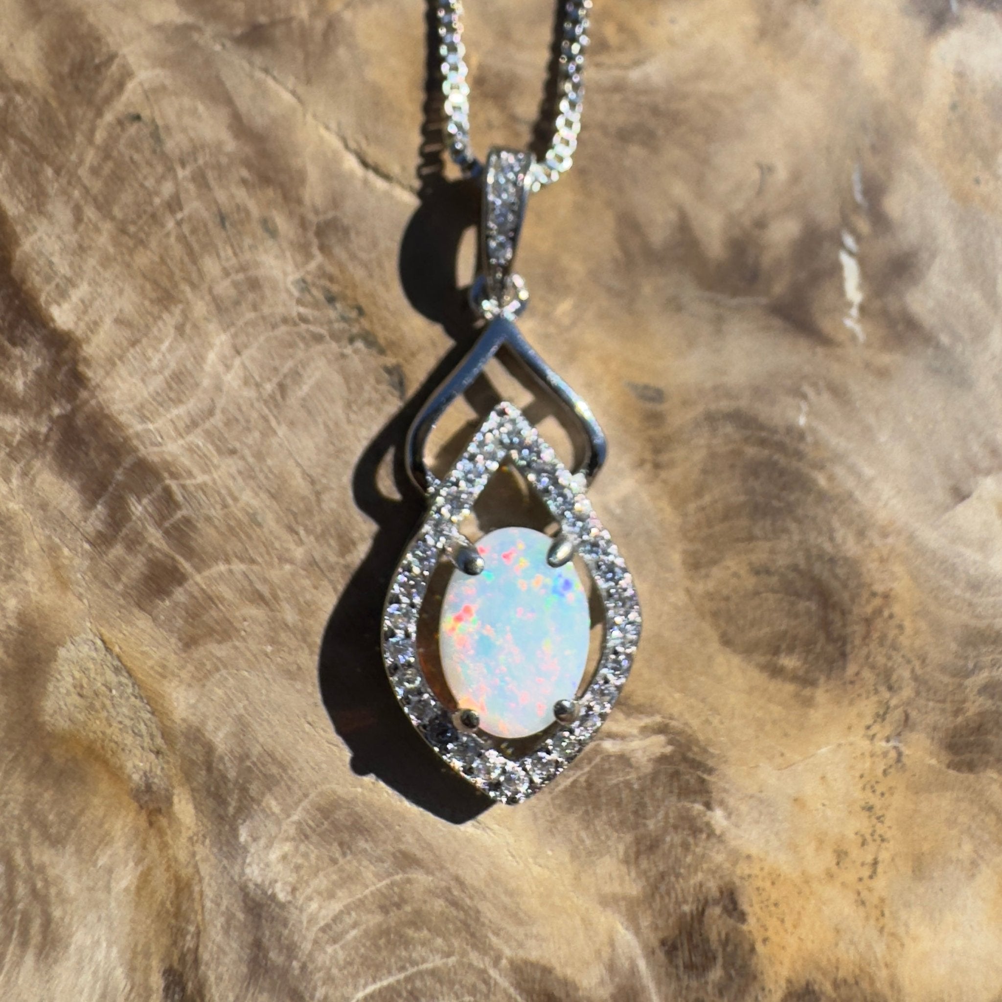 Breakaway Grace - 0.8ct Coober Pedy Opal 925 Silver Pendant