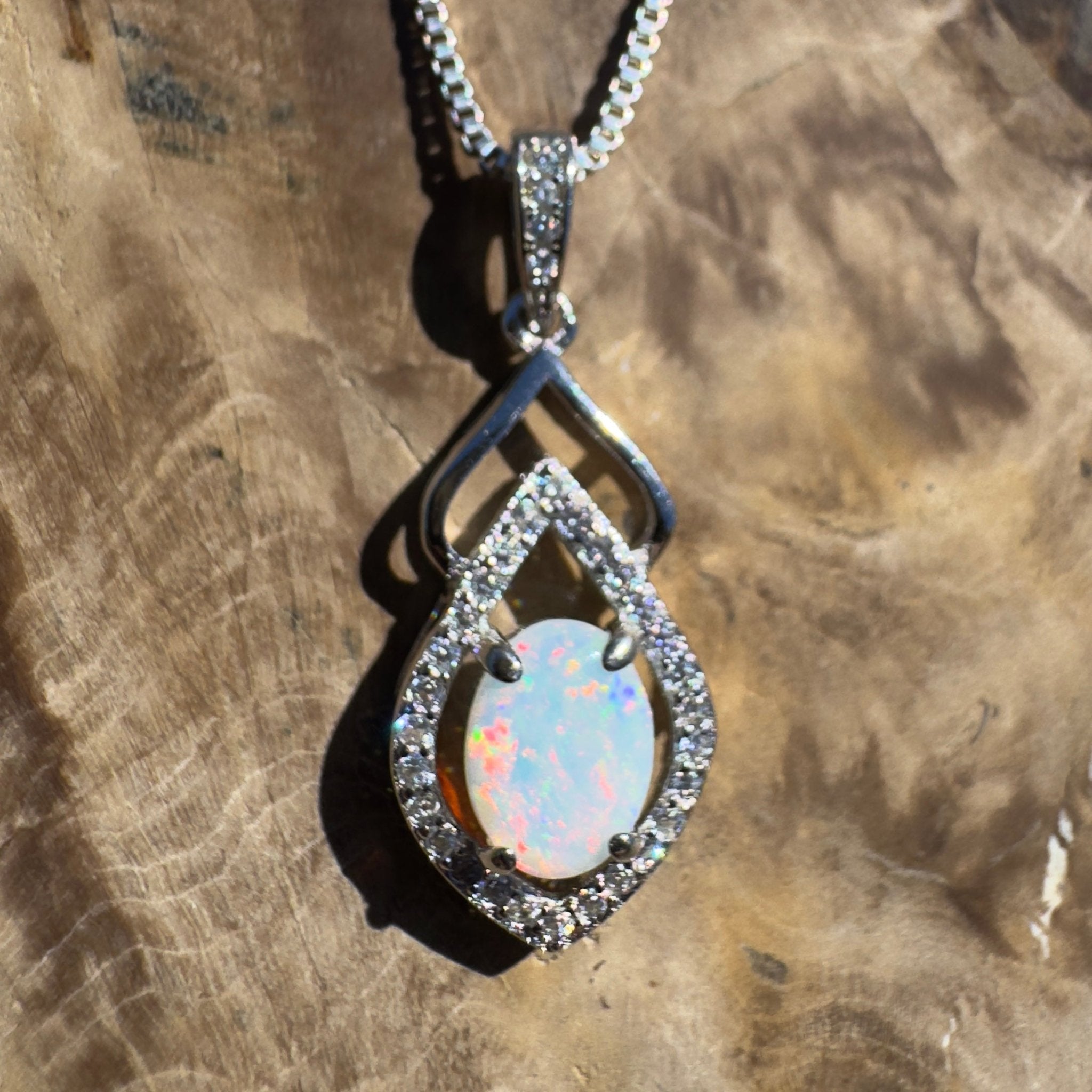 Breakaway Grace - 0.8ct Coober Pedy Opal 925 Silver Pendant