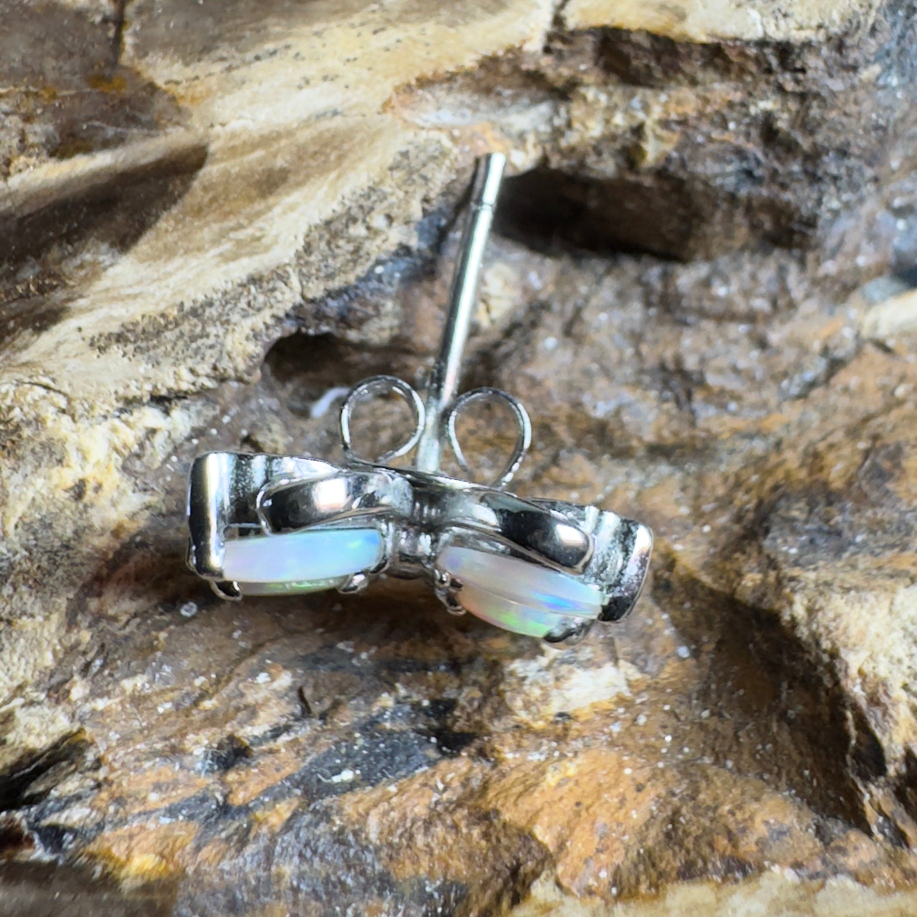 Breakaway Lightfall - 2.4ct Coober Pedy Opal 925 Silver Earrings