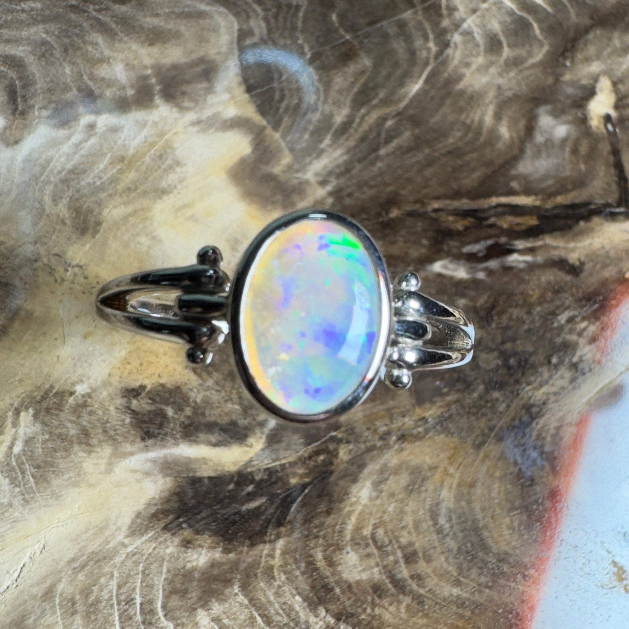 Breakaways Mirage ~ 0.76ct Solid Coober Pedy Opal 925 Silver Ring