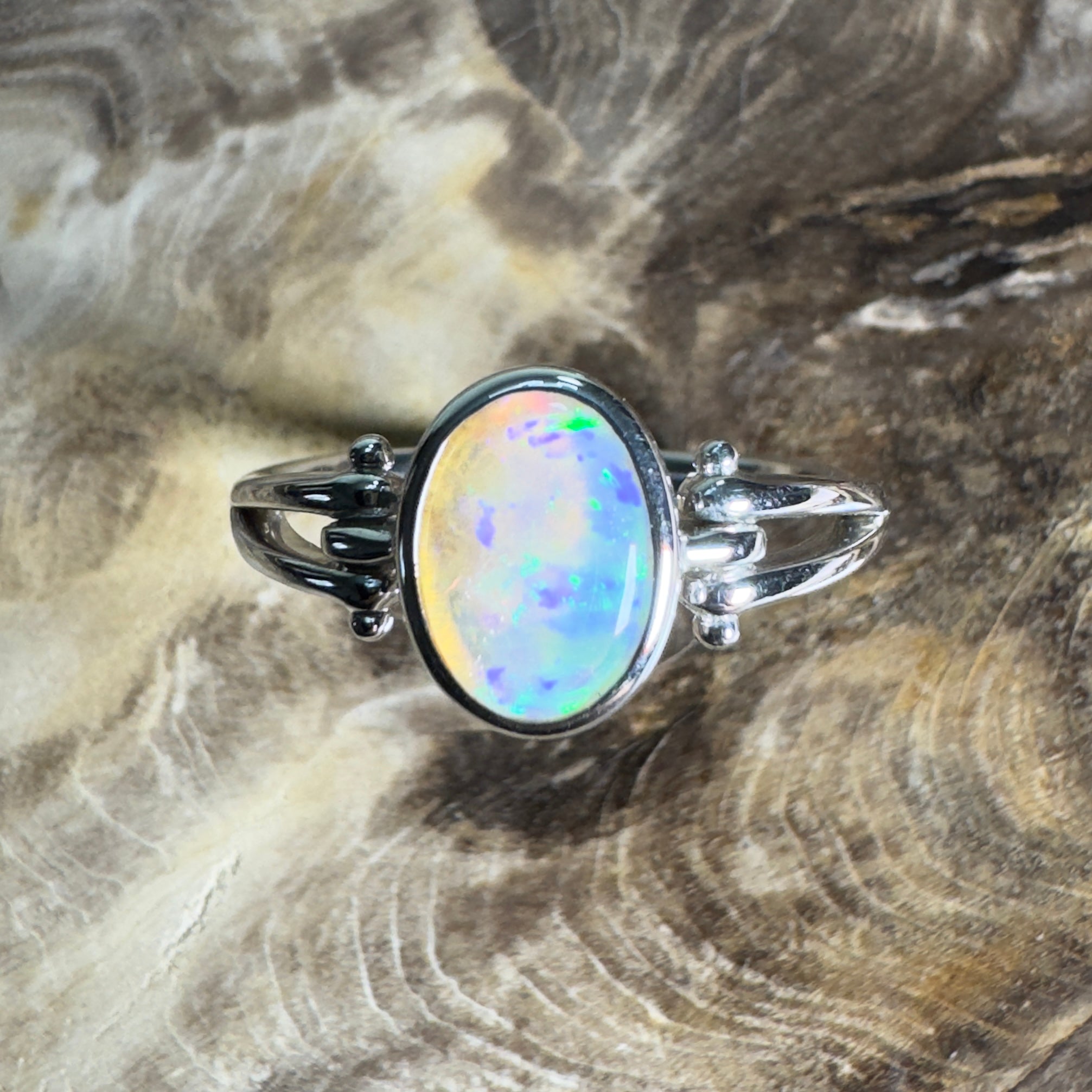 Breakaways Mirage ~ 0.76ct Solid Coober Pedy Opal 925 Silver Ring