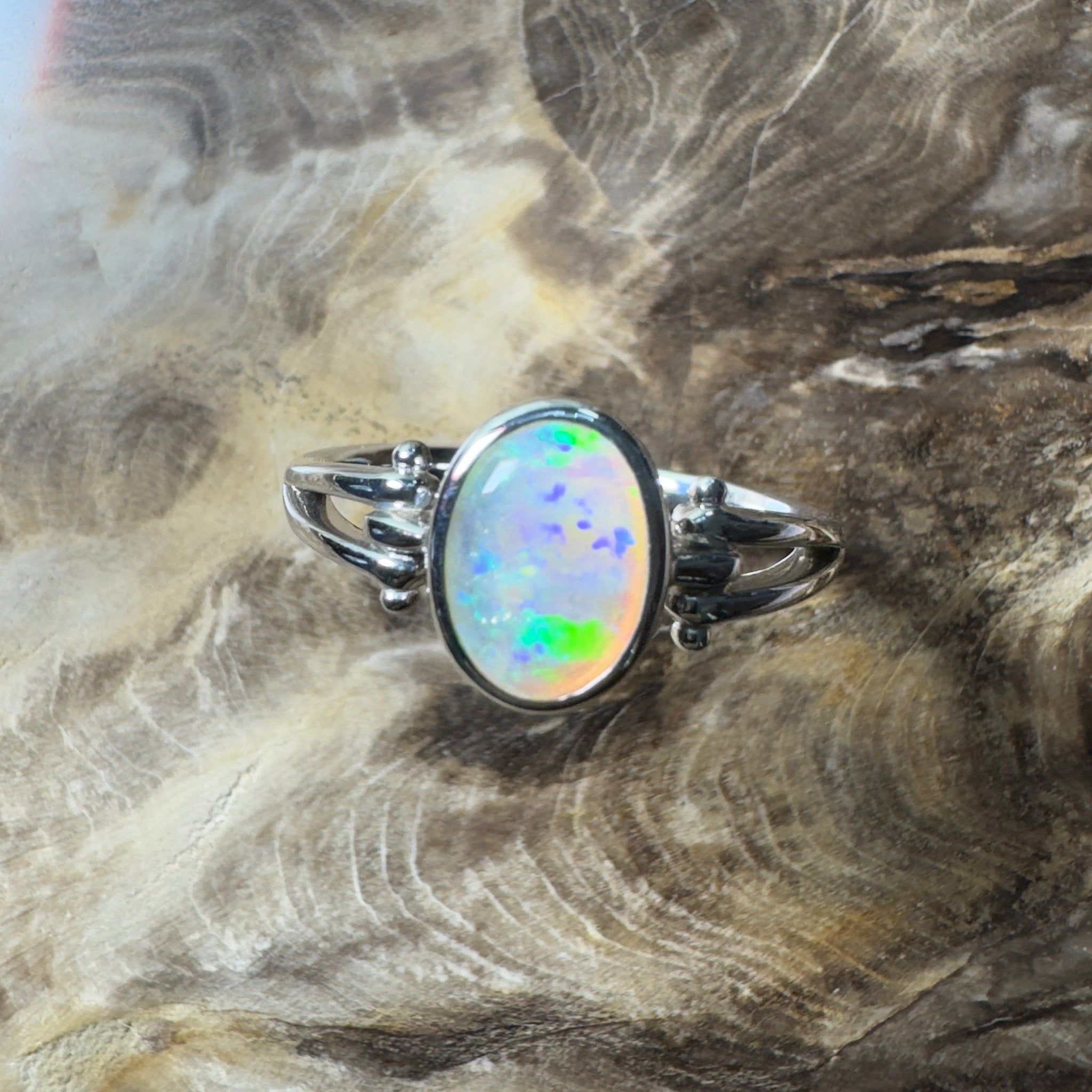 Breakaways Mirage ~ 0.76ct Solid Coober Pedy Opal 925 Silver Ring