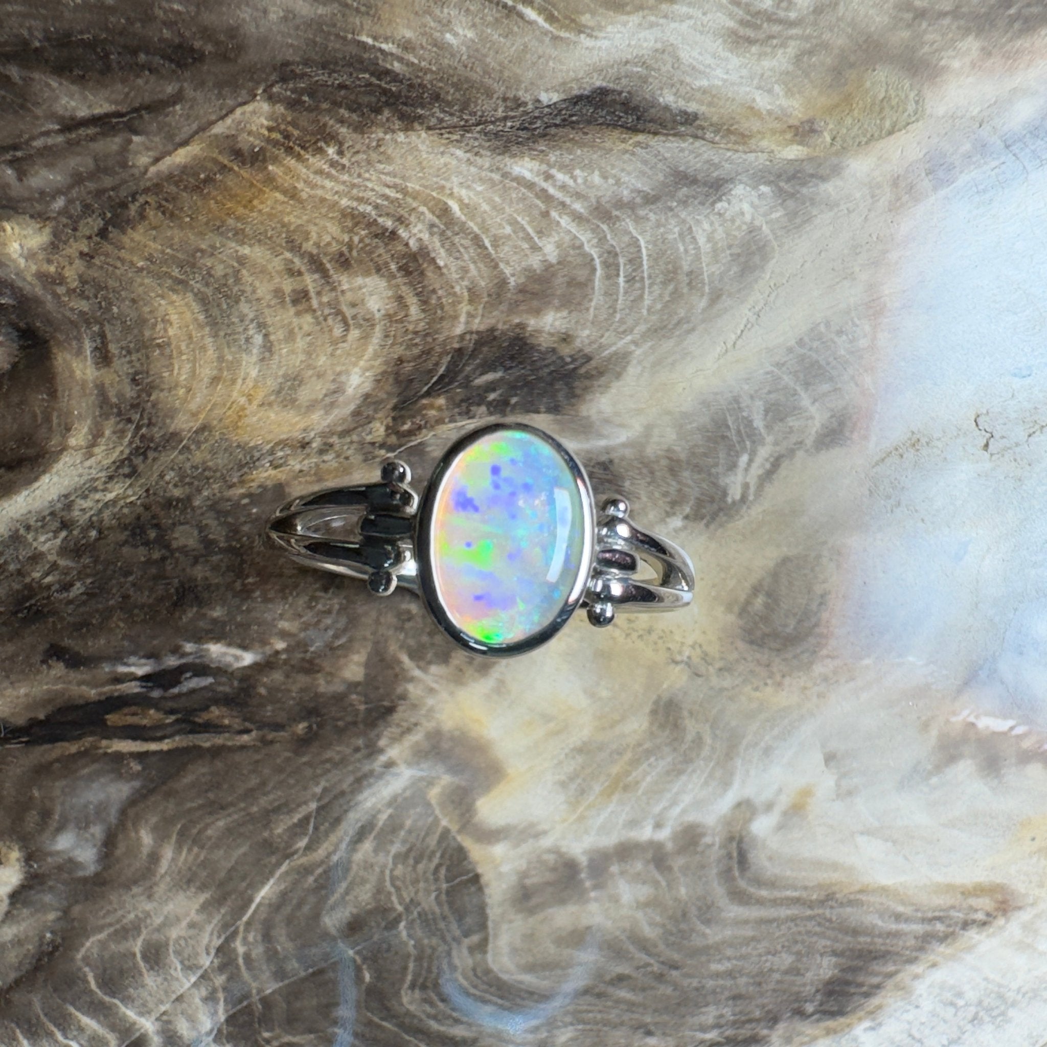 Breakaways Mirage ~ 0.76ct Solid Coober Pedy Opal 925 Silver Ring