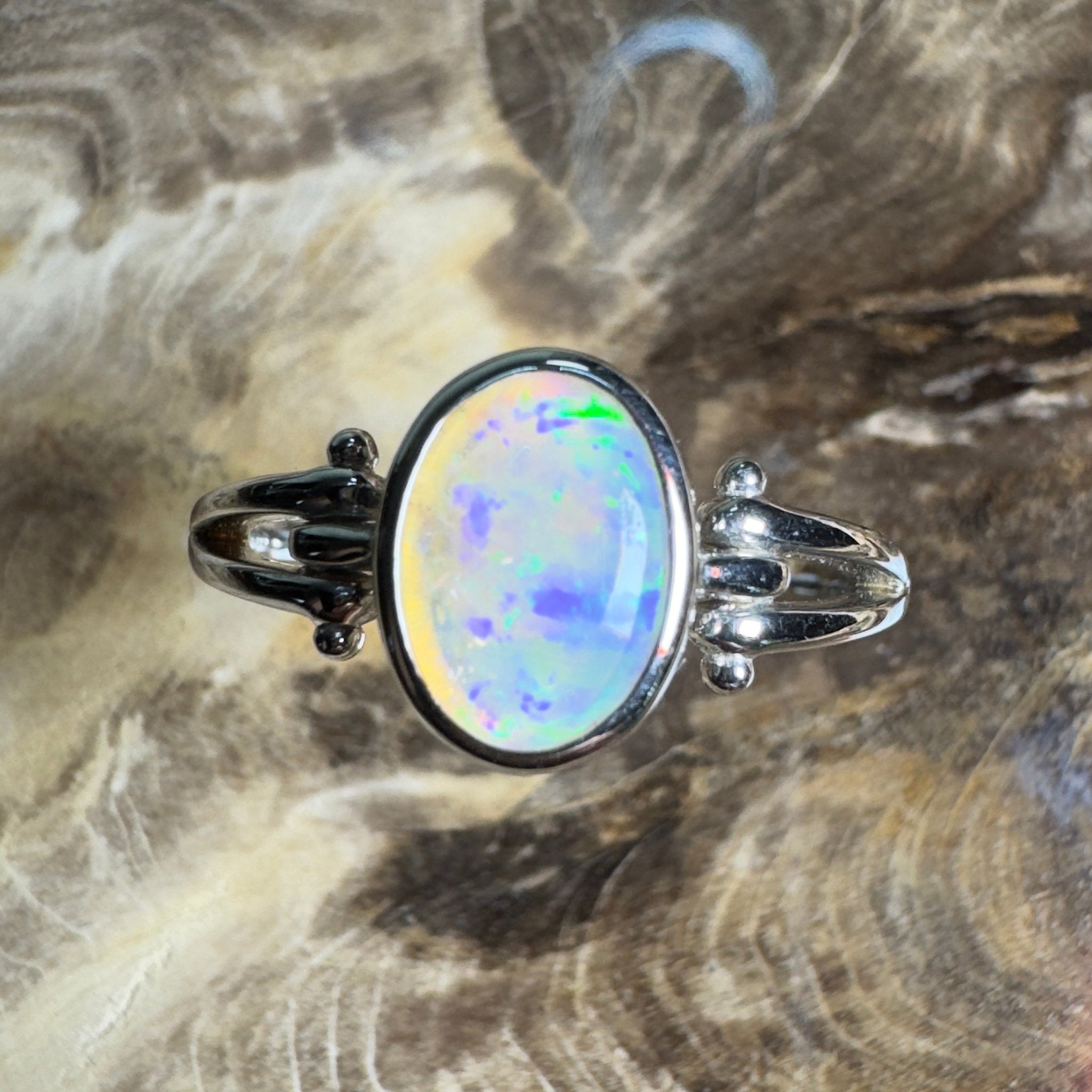 Breakaways Mirage ~ 0.76ct Solid Coober Pedy Opal 925 Silver Ring