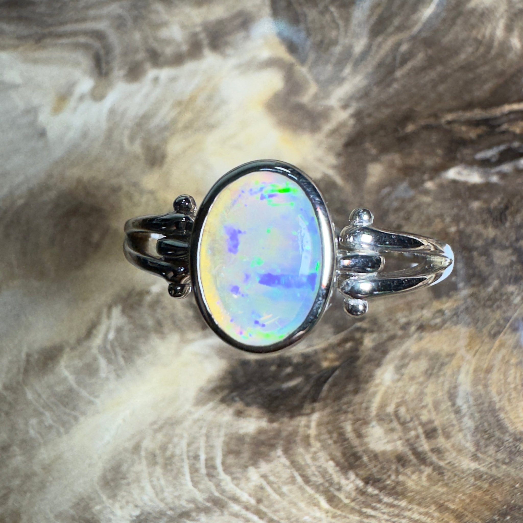 Breakaways Mirage ~ 0.76ct Solid Coober Pedy Opal 925 Silver Ring