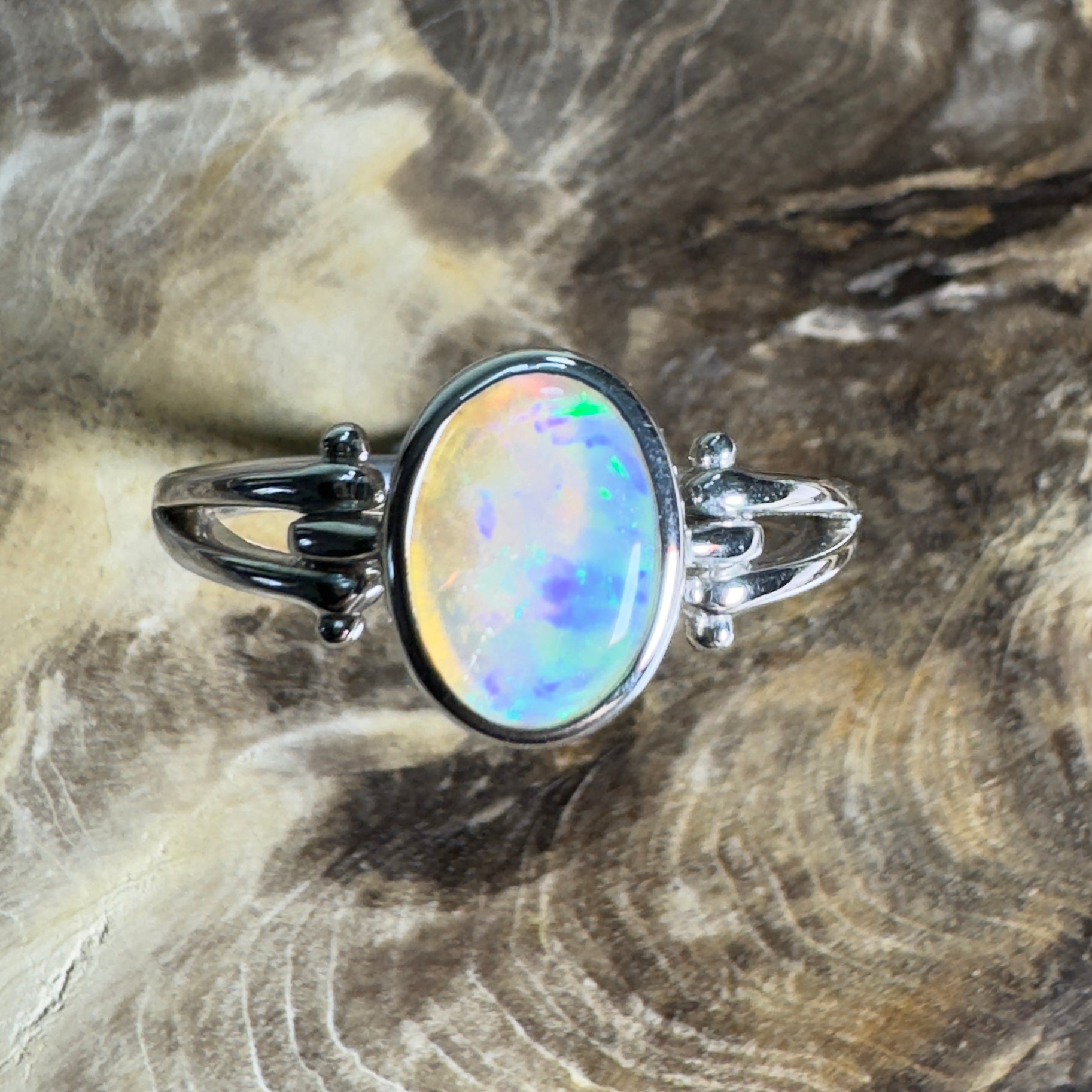 Breakaways Mirage ~ 0.76ct Solid Coober Pedy Opal 925 Silver Ring