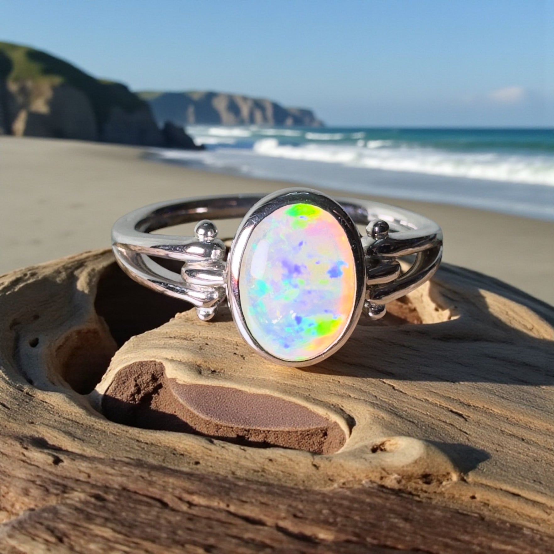 Breakaways Mirage ~ 0.76ct Solid Coober Pedy Opal 925 Silver Ring