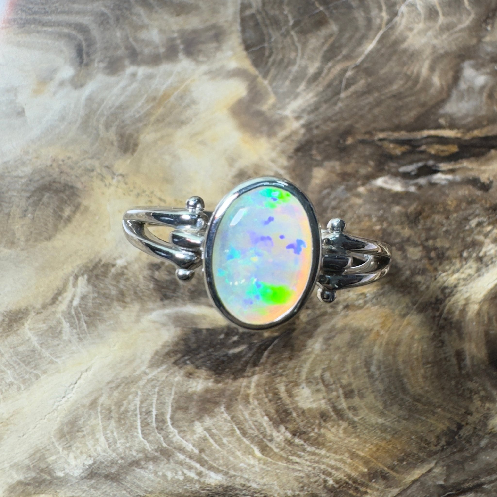 Breakaways Mirage ~ 0.76ct Solid Coober Pedy Opal 925 Silver Ring